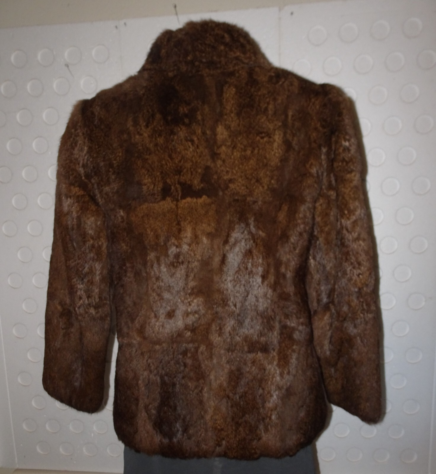 Genuine Rabbit Fur Brown Coat / Jacket S / M Chocolate