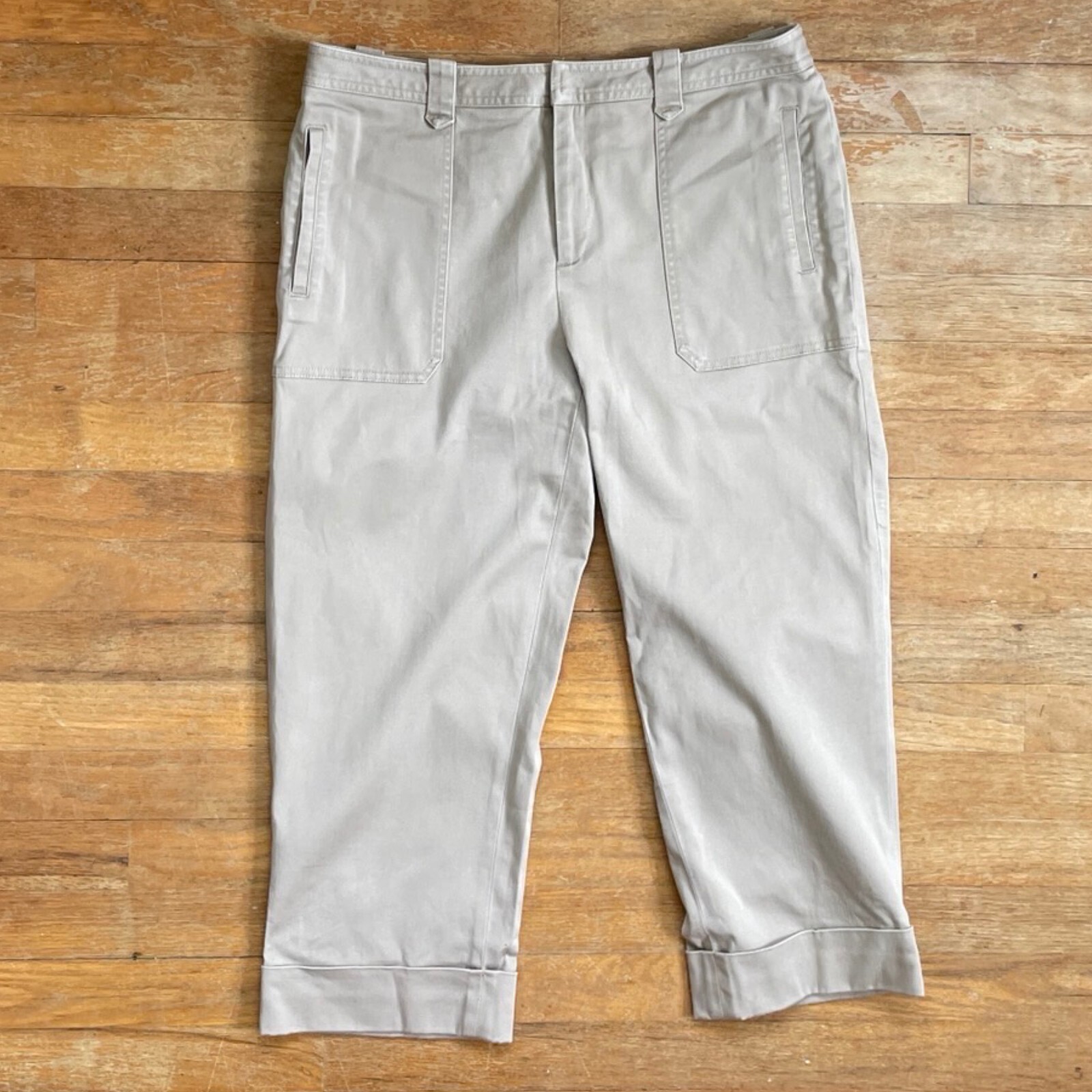 Vintage Khaki Capri Pants Size Large 31″ Waist 1990s Twill Cotton Cropped Capris