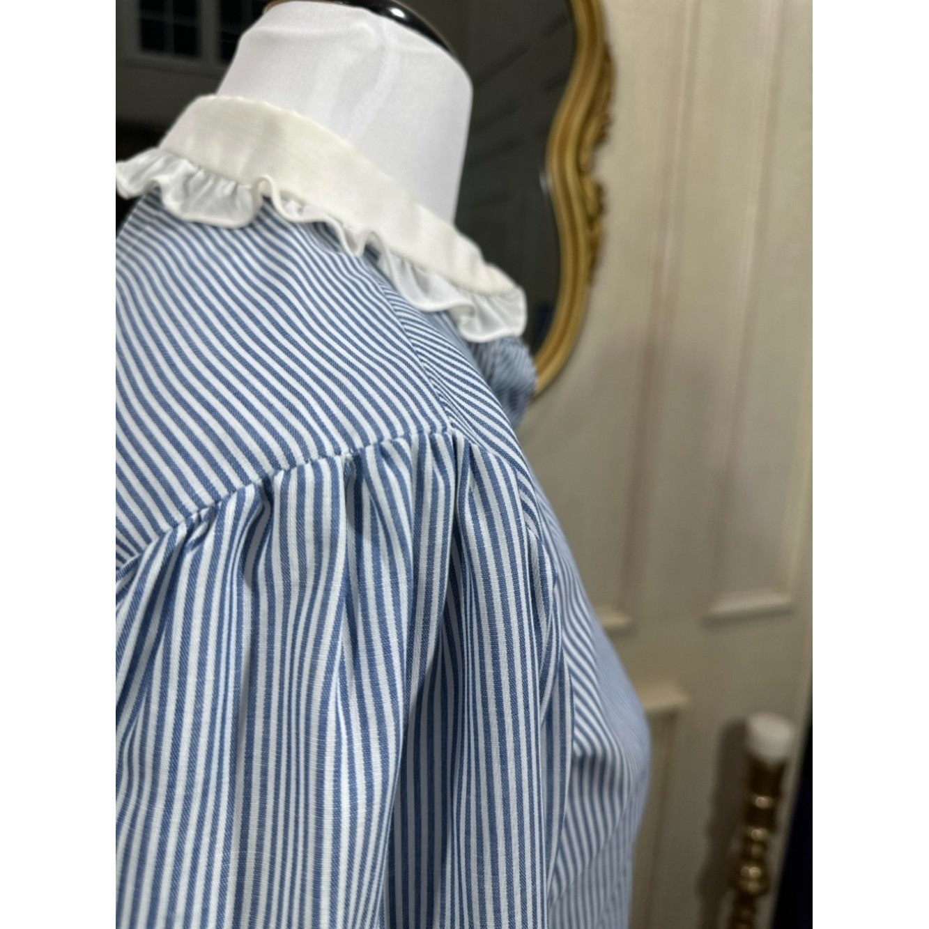 Oak Hill Shirt Size 14 Blue Striped Vintage Coquette Grandmacore