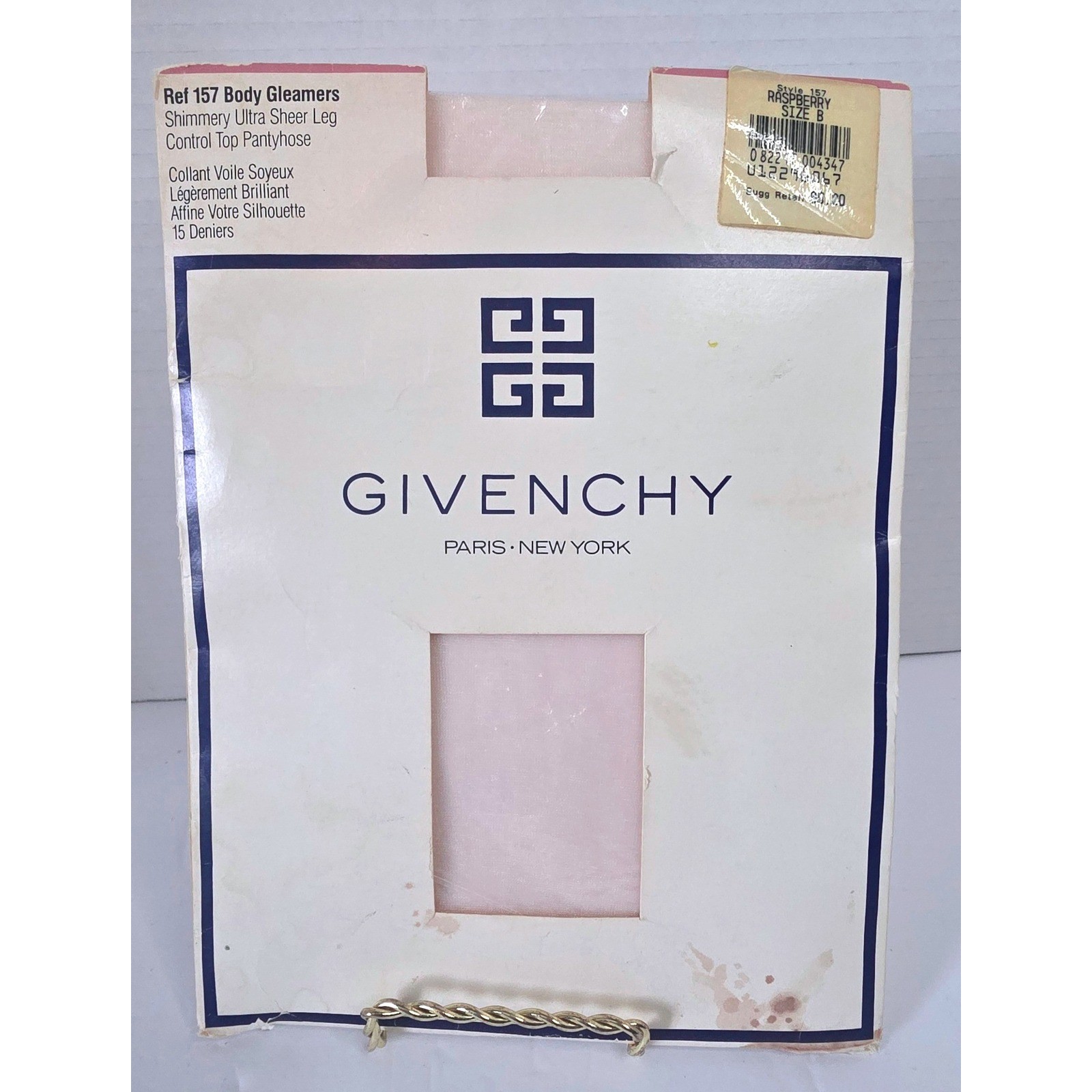 VTG Givenchy Body Gleamers Shimmery Ultra Sheer Pantyhose Raspberry Size B