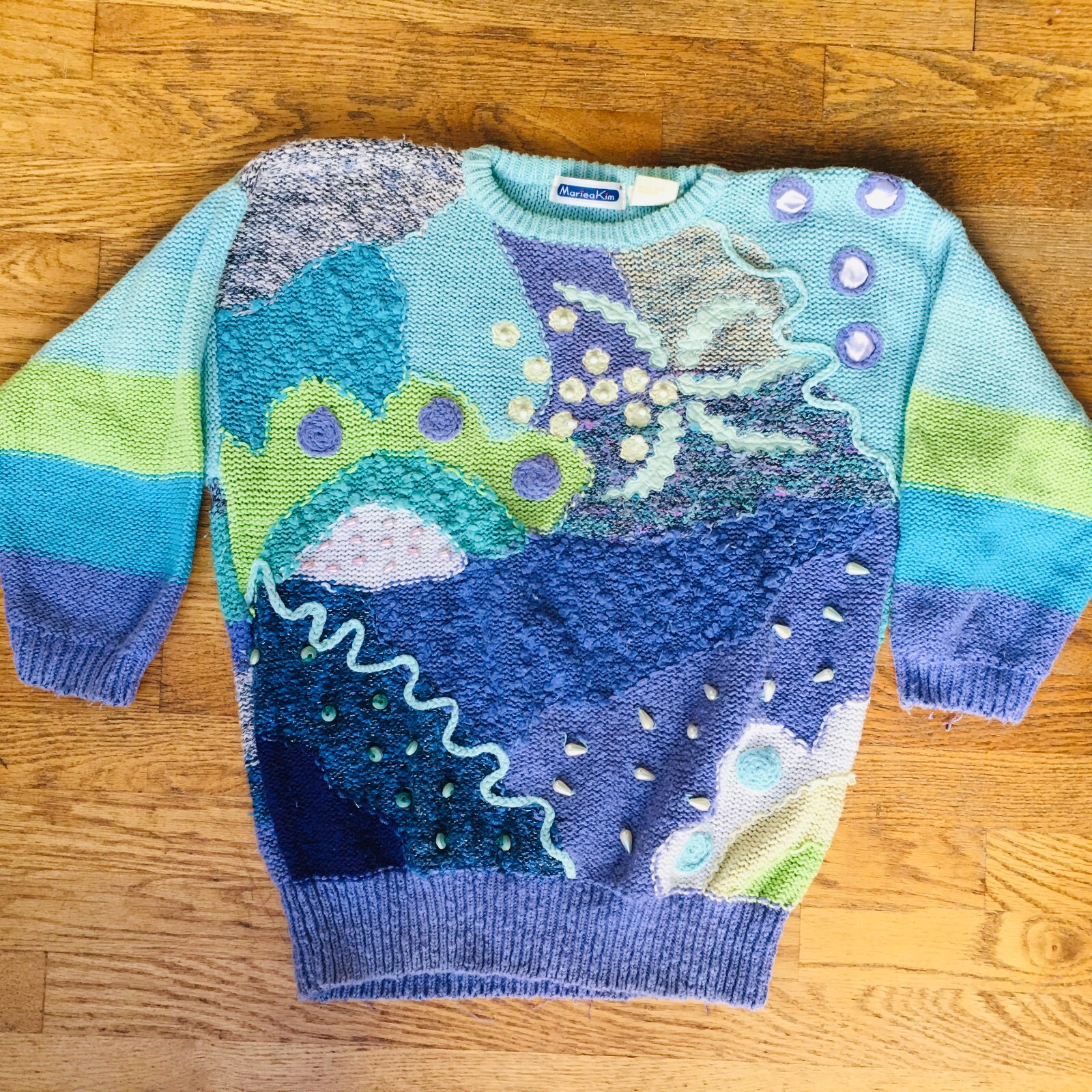 Mariea Kim Vintage Wool Blend Ocean Seashell Sweater Size MEDIUM