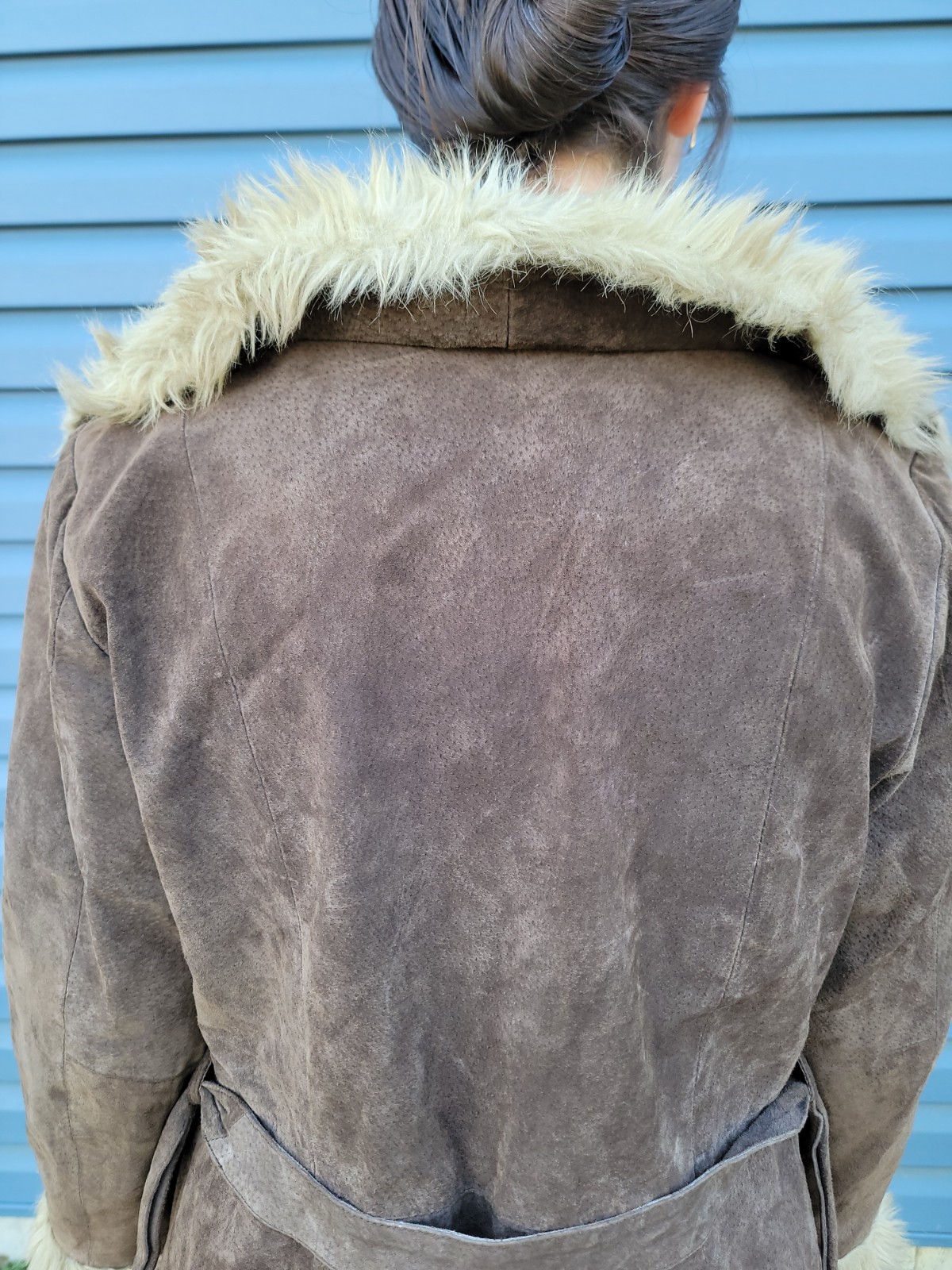 Vintage Penny Lane Coat Afghan Large Brown Hippie Boho Retro Y2K Faux Fur READ
