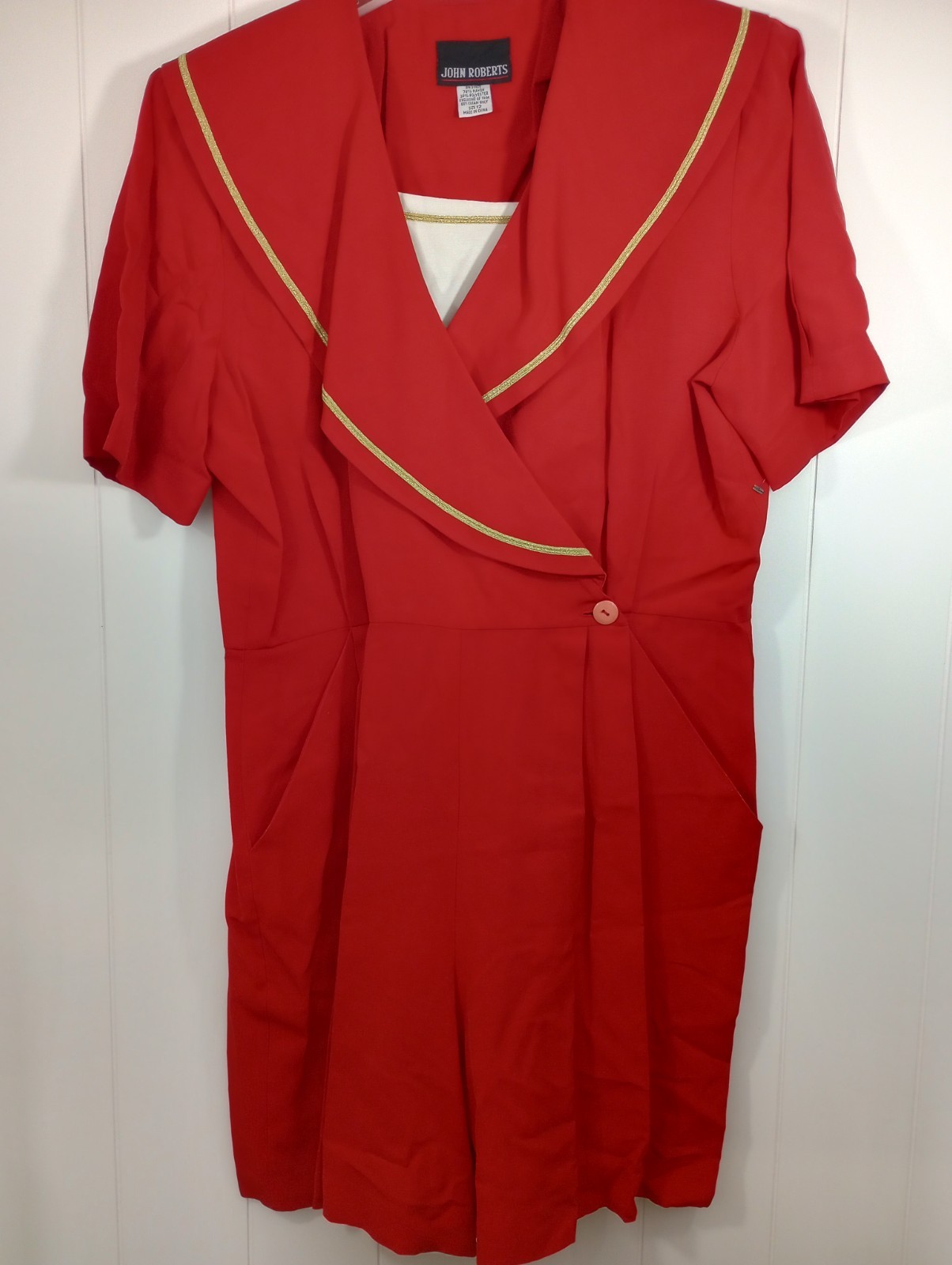 Vtg 80s John Roberts Red Secretary Shorts Romper Size 12 Collegiate Preppy