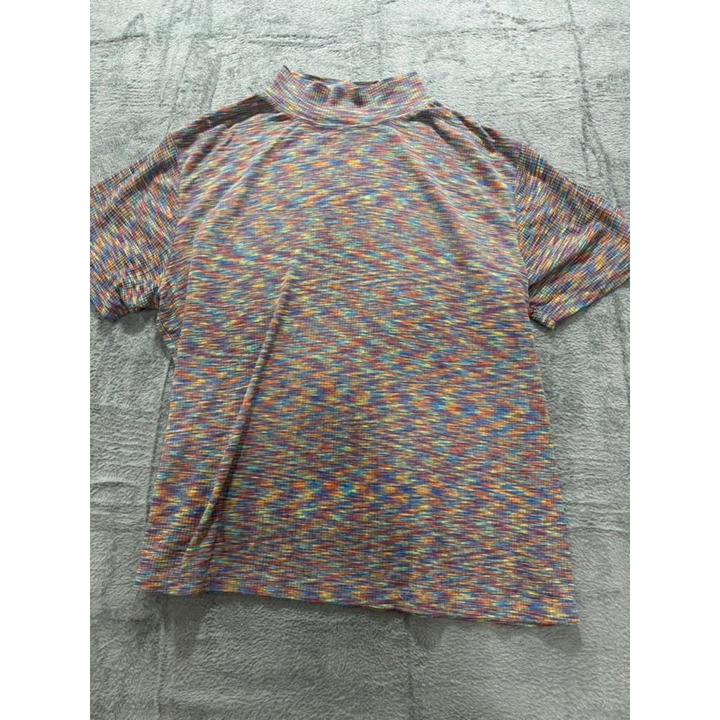 Venezia Jeans 2X Top Womens 18 20 Multicolor Mock Neck Y2K Stretch Retro Tee