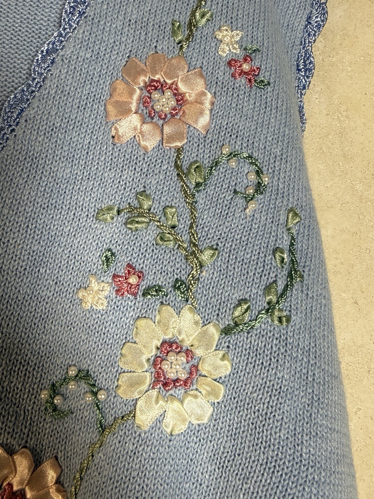 Cottage Core Vintage Blair Sweater Vest Embroidery Floral