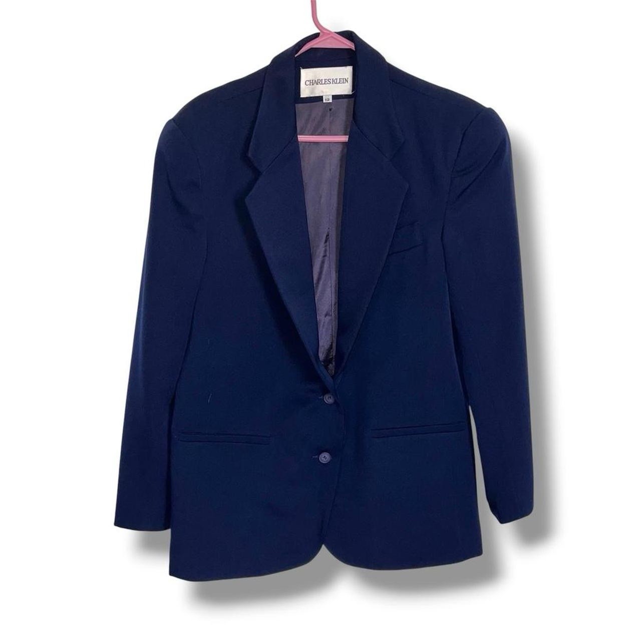 vintage Charles Klein navy blue single-breasted blazer size 12. 100% pure wool