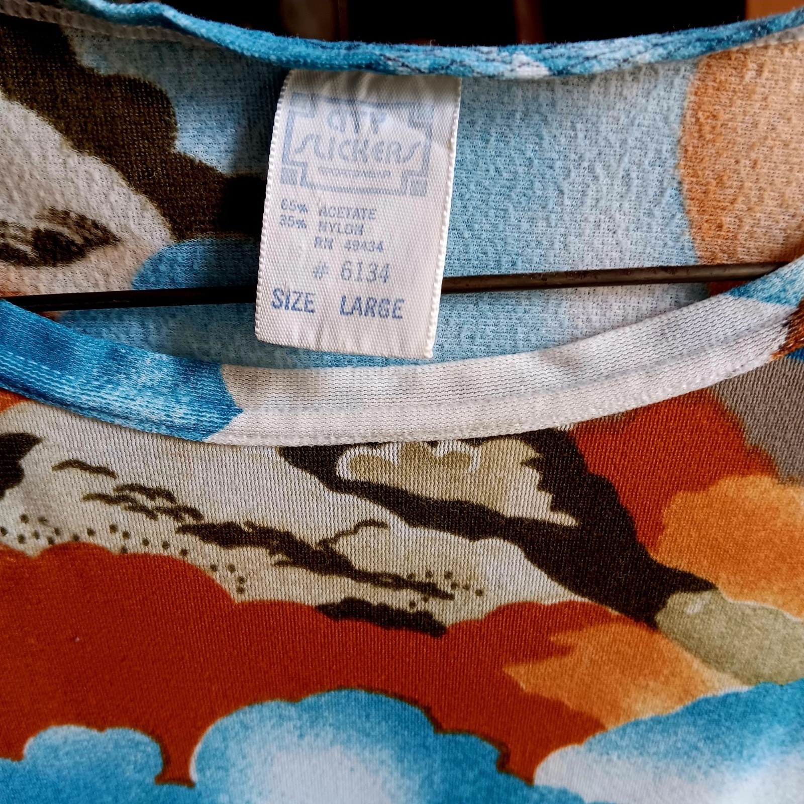 True Vintage Disco T-shirt Hot Air Balloon AOP Print Acetate/Nylon 1970’s