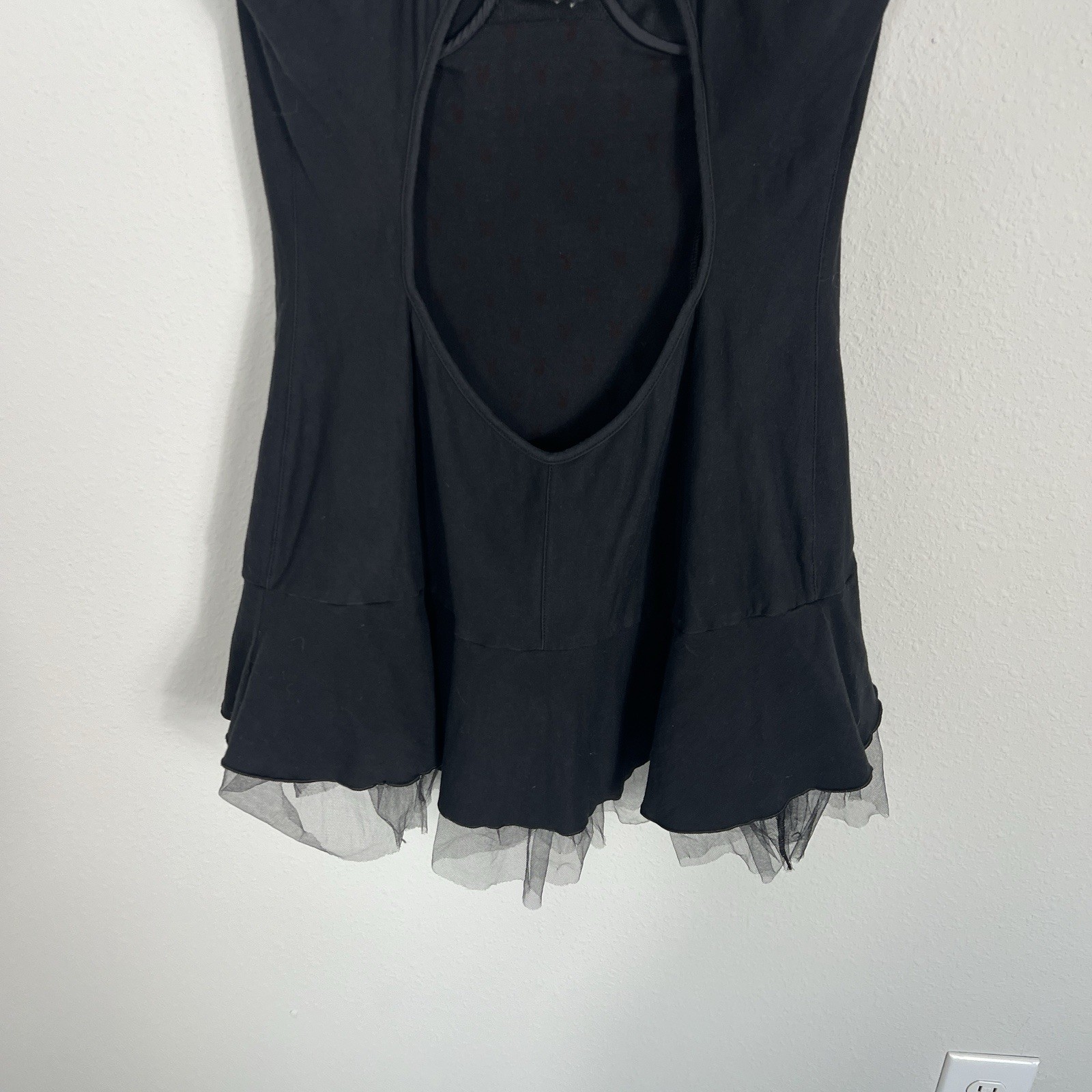 VINTAGE 90s JUST SHIRLEY Black Lingerie Corset Dress Pink Bows Tulle Large