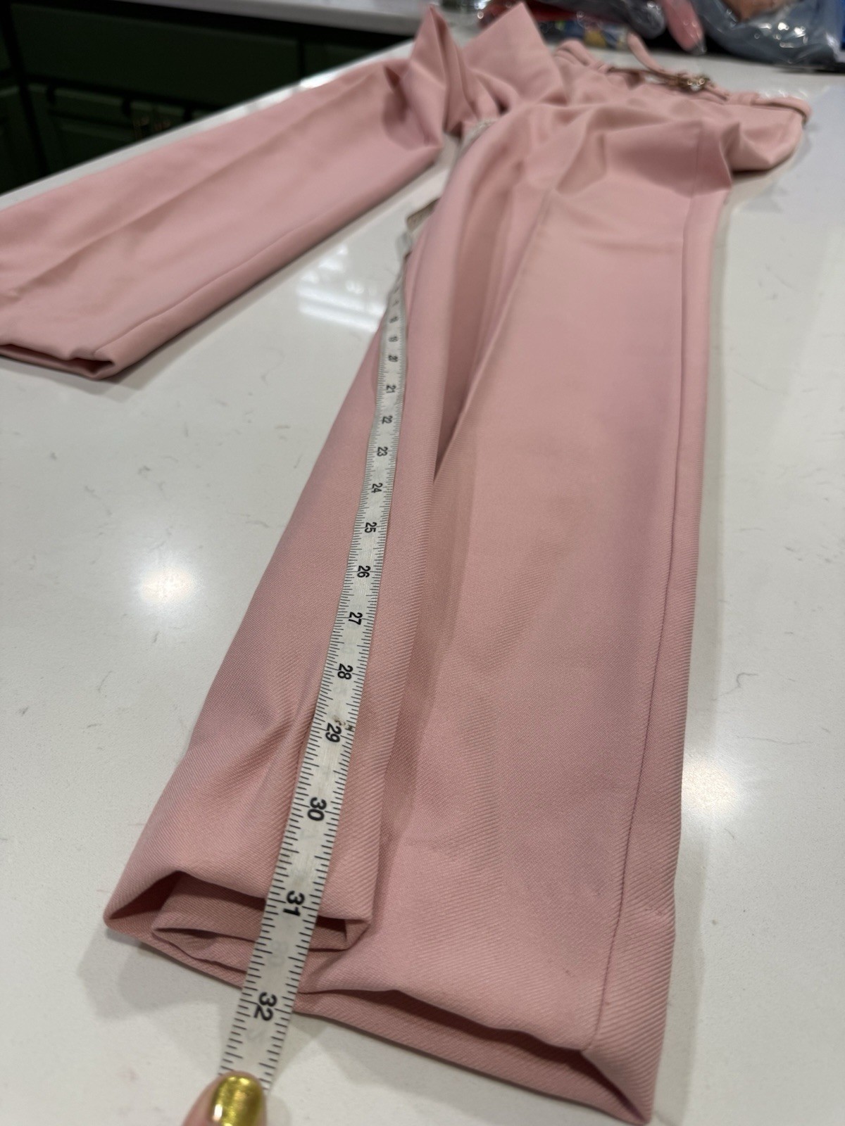 Vintage 1970s High Waisted Light Pink Straight Leg Trousers W Belt XS Sweetbriar