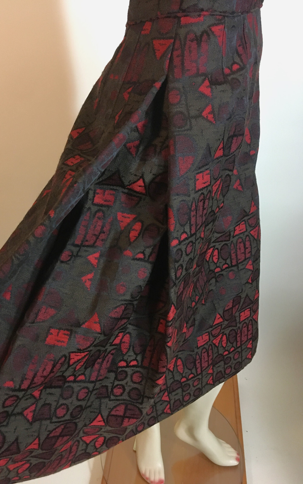 1960s Vintage NOS Unworn Marie Leavell MCM Abstract Pattern Dress Jacket Set S M