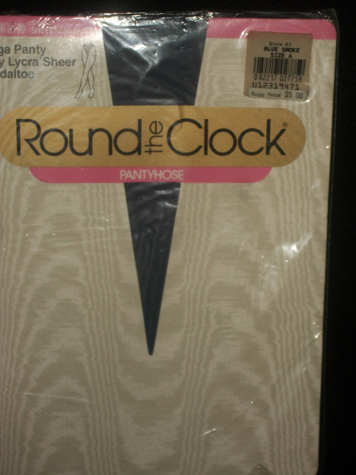 Round the Clock Lycra Sheer Sandaltoe Pantyhose Nylons Style A Blue Smoke