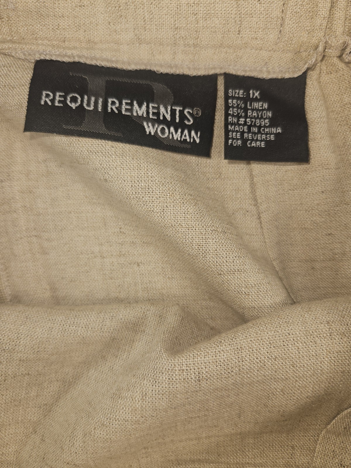 Requirements Woman Vintage Tan Beaded Embroidery Eyelet Linen Blend Maxi Boho 1X