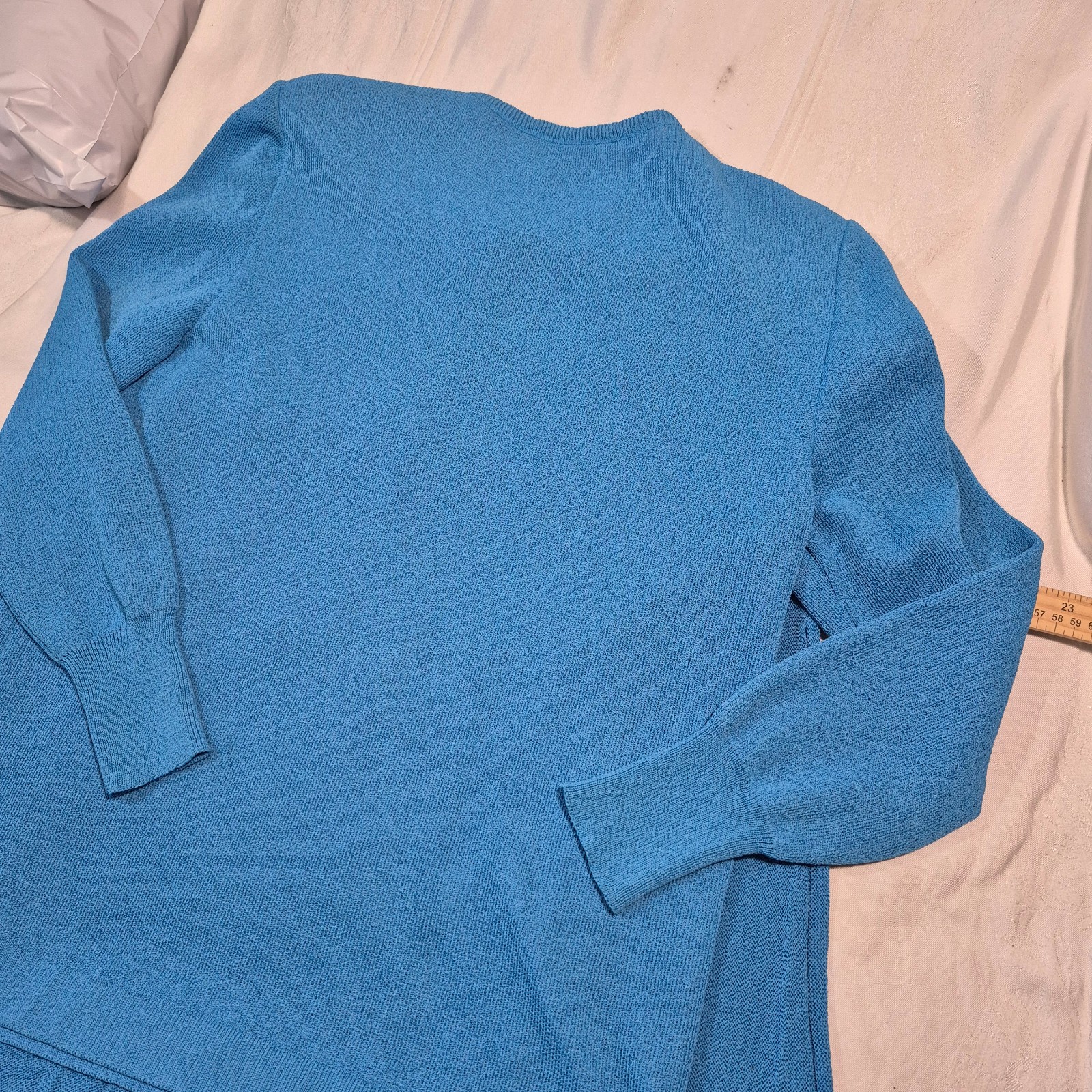Vtg Castleberry Knit Skirt Suit Set Womens 14 Royal Blue Gold Button 80s MINT