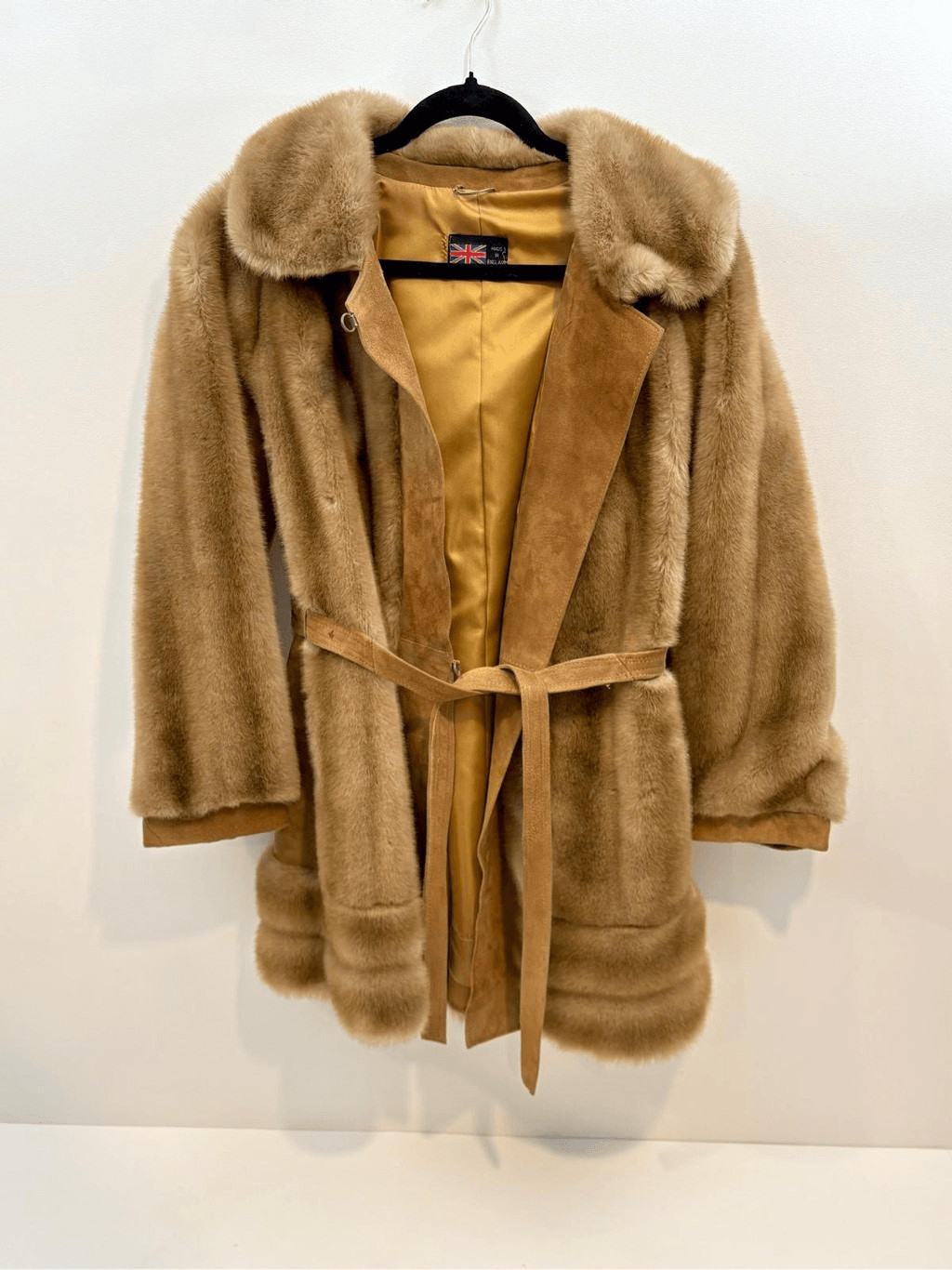 1960s 1970s Vintage Adolph Schuman for Lilli Ann Tan Faux Fur Coat Small Medium