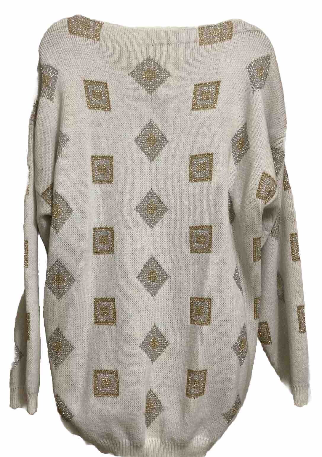 Vintage Sweater Turning Point Made in USA Women XL Gold Now Shimmer