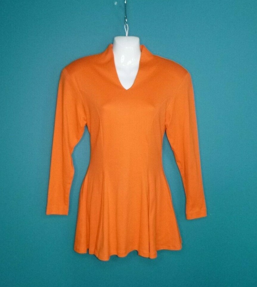 Vtg 80s Le Chateau BRIGHT Orange Jersey Knit Fit N Flare Dress Sz 2 Canada