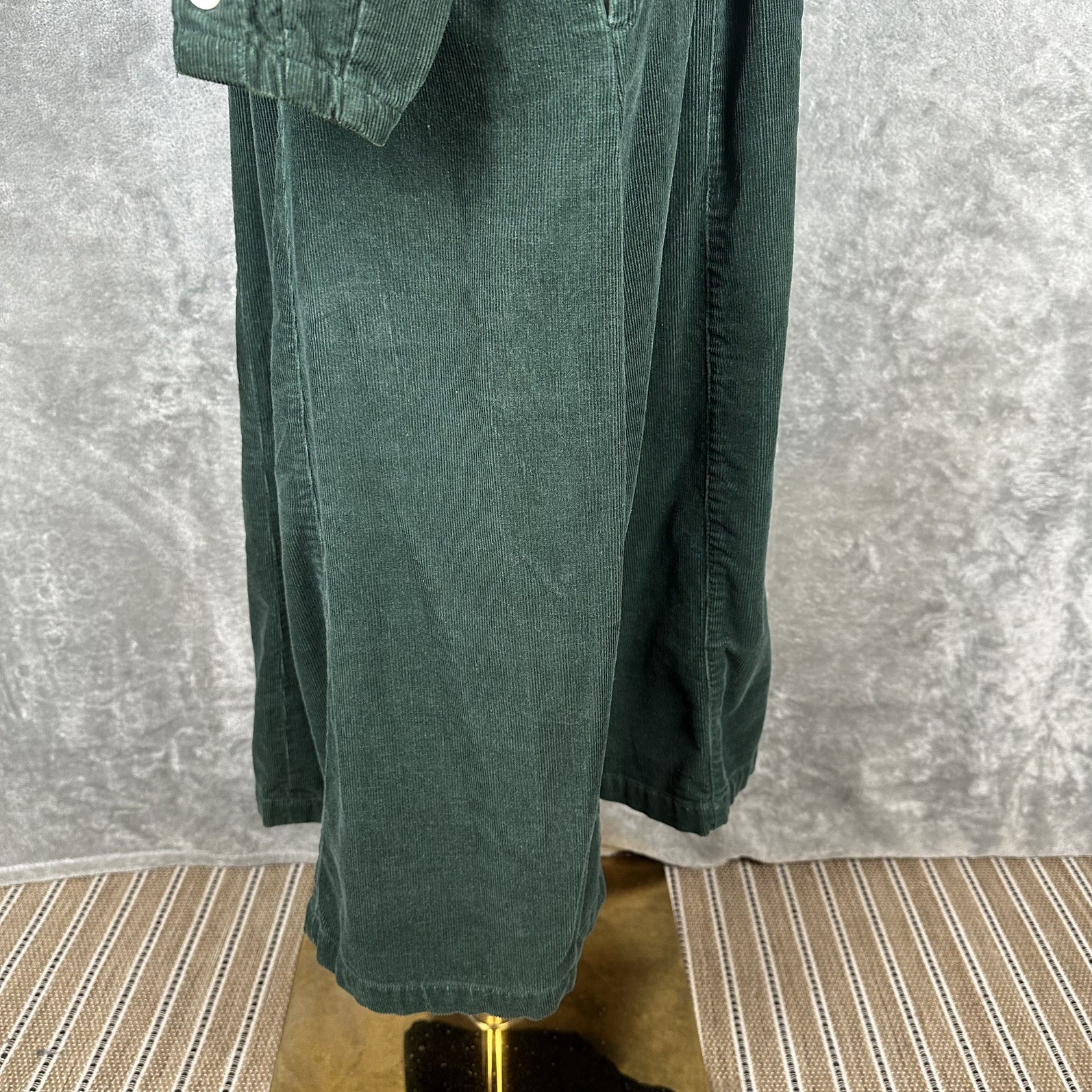 Vintage Corduroy Green Midi 10P Dress Renaissance Festival Prairie Boho Cottage