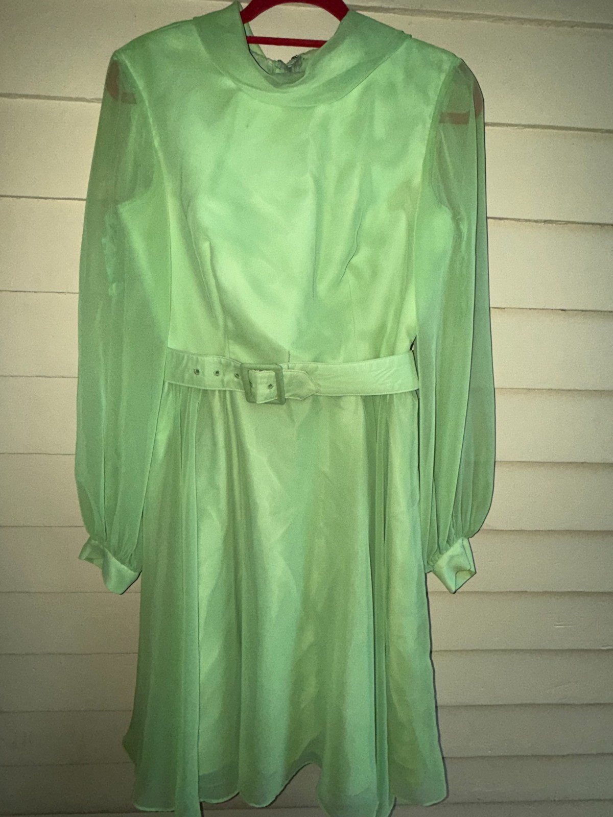 SYLVIA ANN Vintage 1960’s 1970s mint green chiffon dress