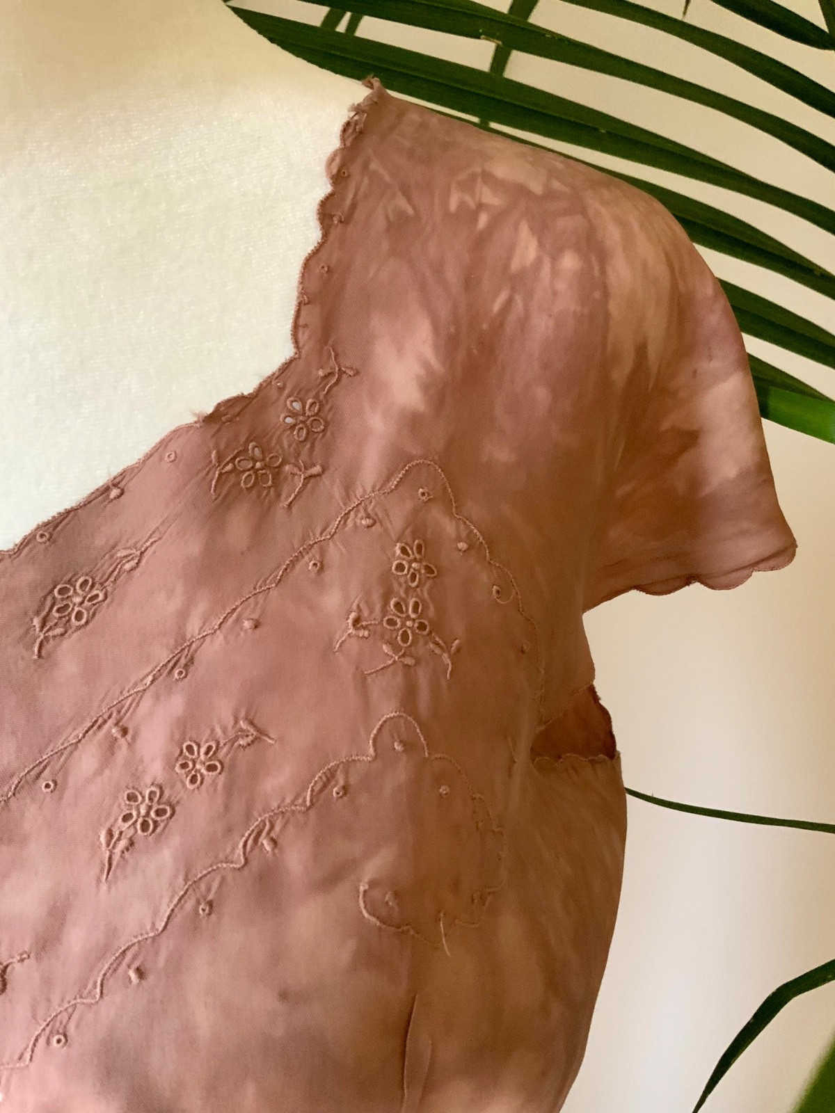 1930s Hand Dyed Silk Dress | Artistically Restored Vintage Lace Appliqué Dress