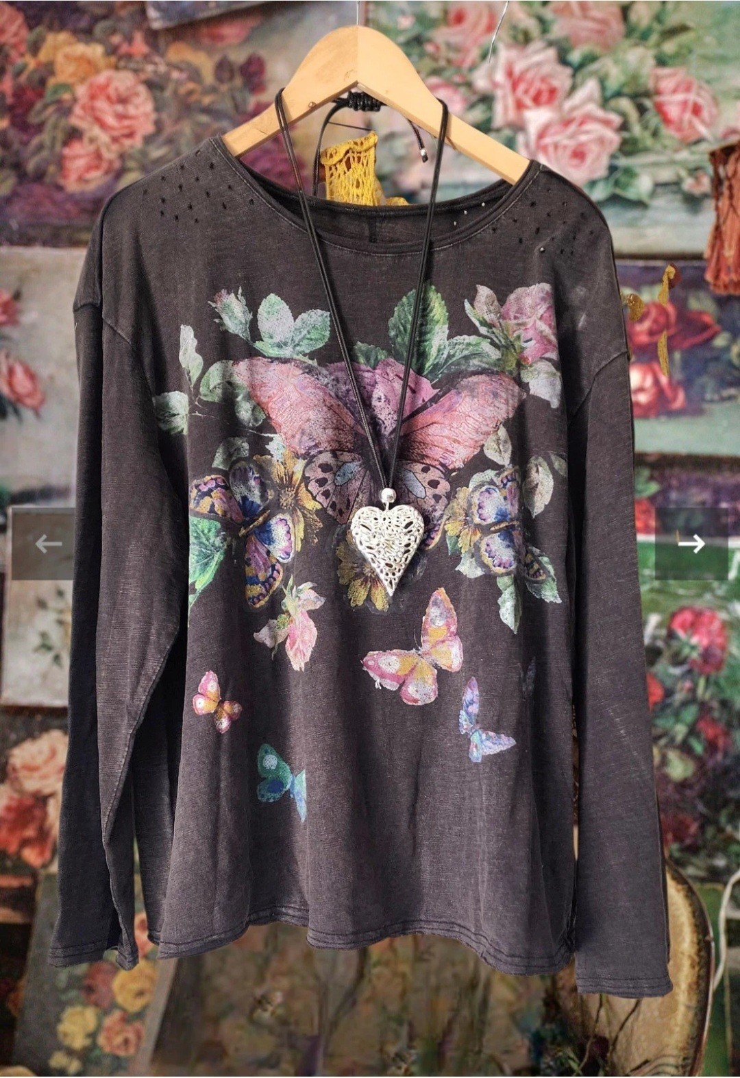 Free People Magnolia Style Cream Cotton hippie boho t-shirt top blouse shirt L