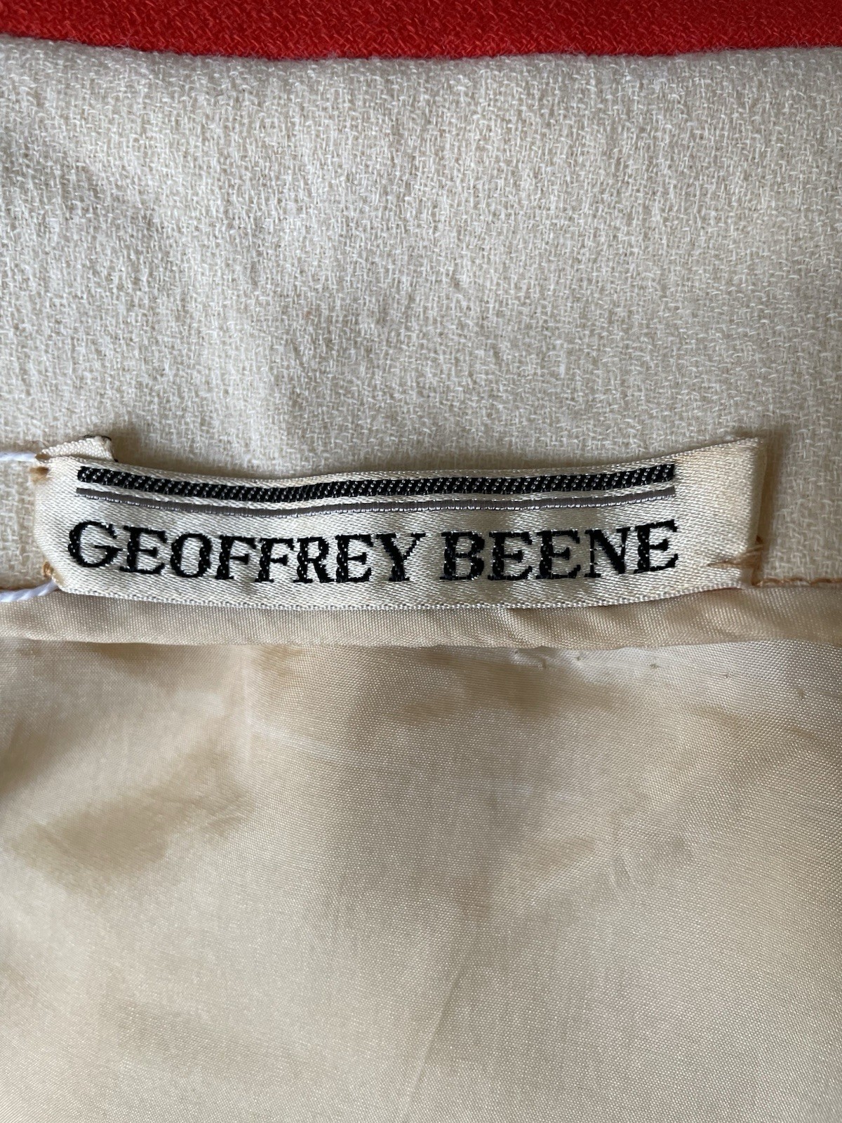 Geoffrey Beene Vintage 1960s Cream Bright Orange High Neck Dress Size Small