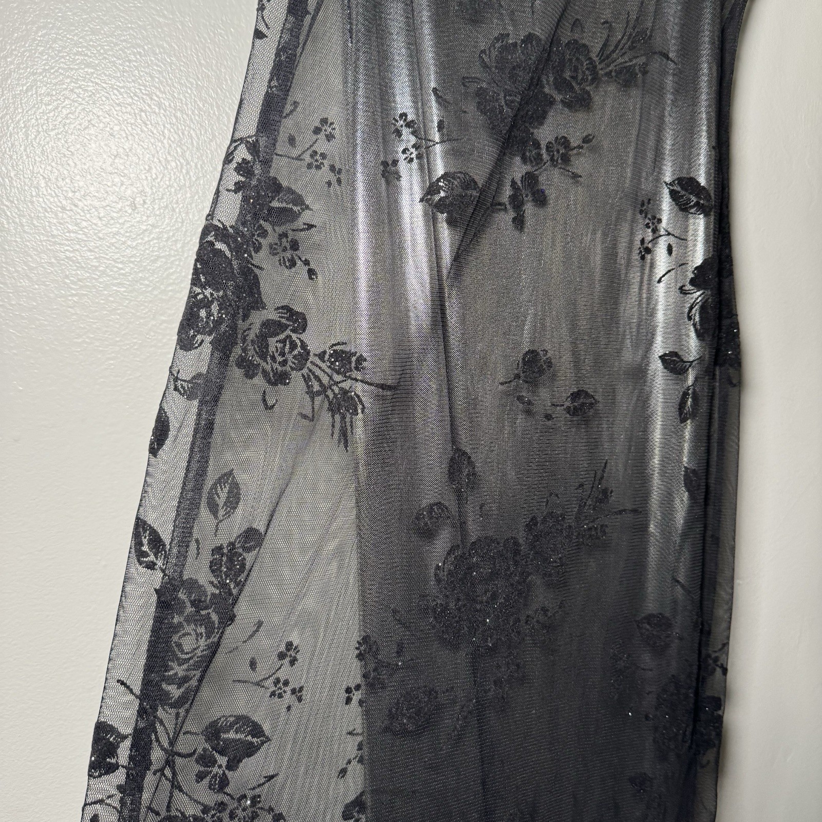 Vintage 90s L.A. Glo Foil Formal Dress Prom S Homecoming Lace