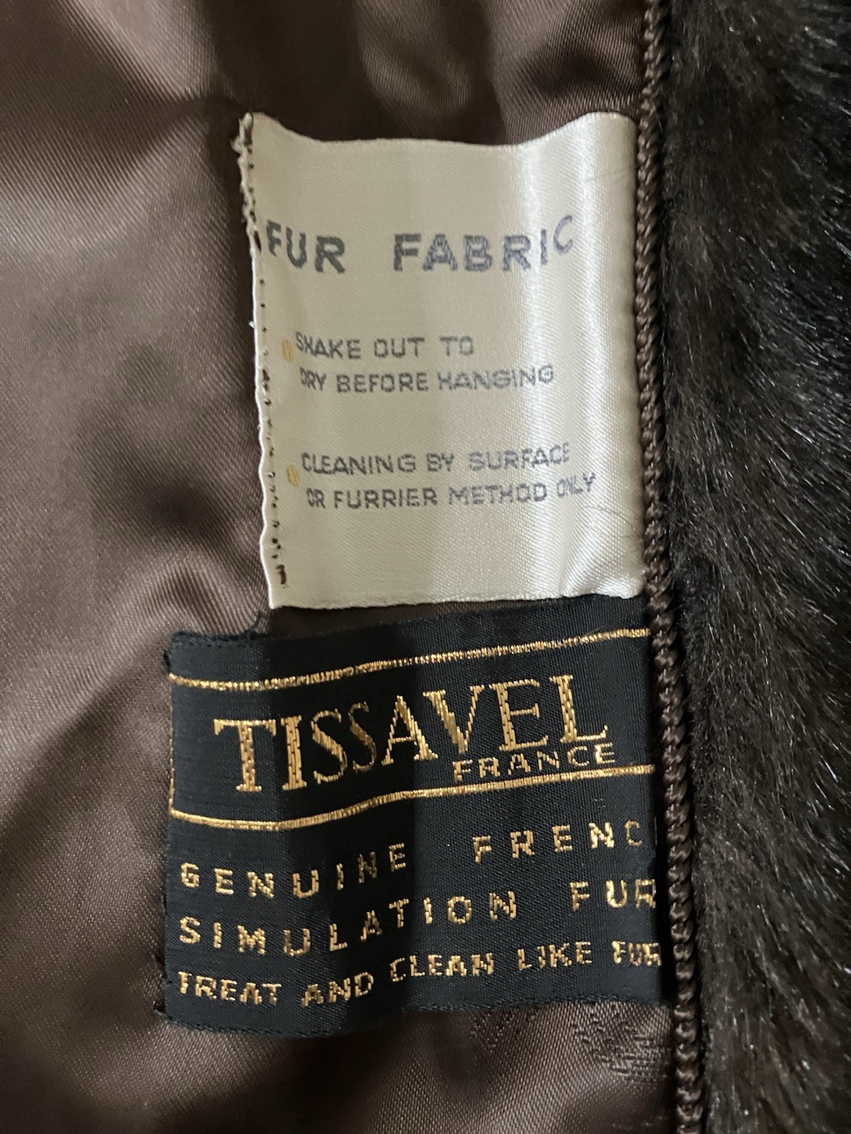 Vintage Evan’s Fur Chicago Tissavel Faux Fur Brown Made In Netherlands