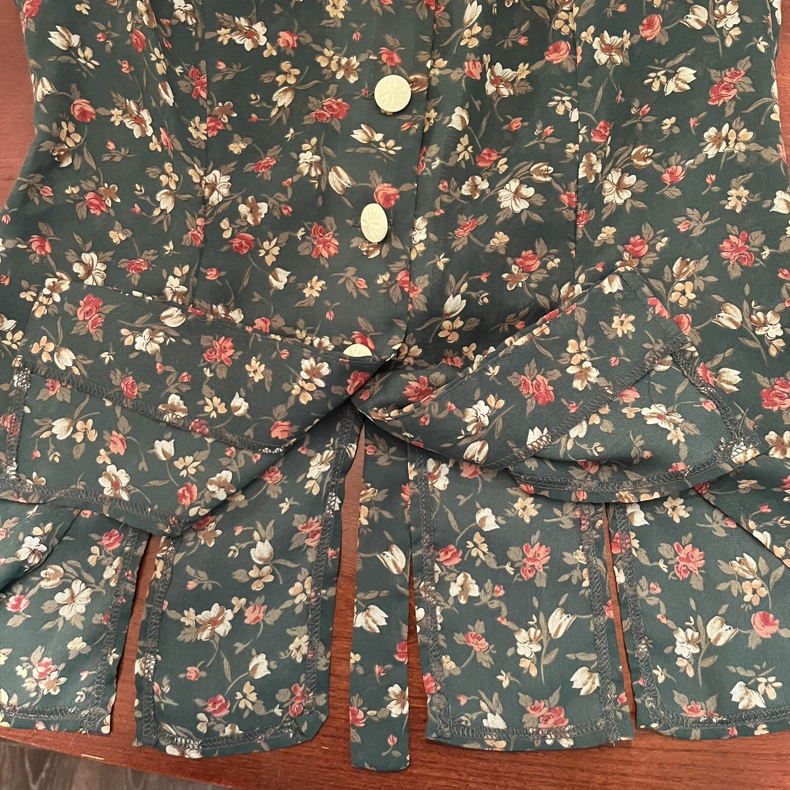 Vtg KNAPP STUDIO 90’s Sleeveless Button Down Blouse Hunter Green Floral Sz 7 Y2K