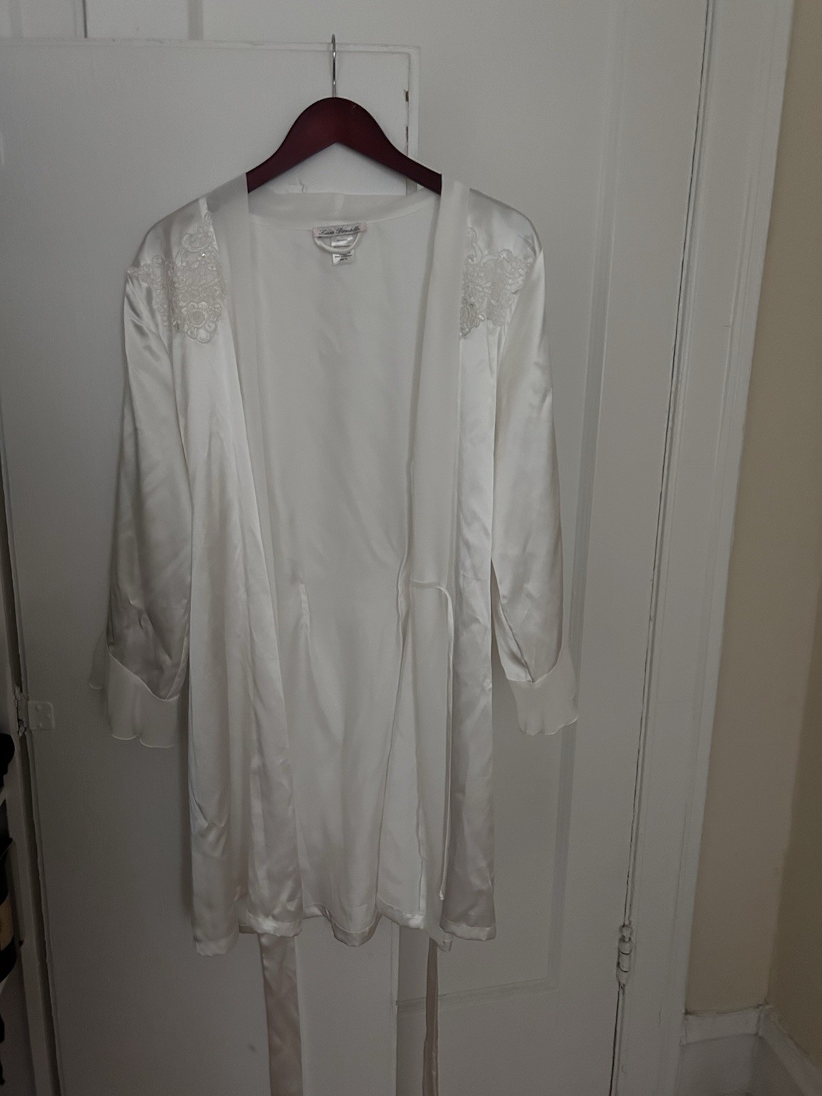Vintage Linea Donatella Robe White Satin Lace Sequin Applique Bridal 1X