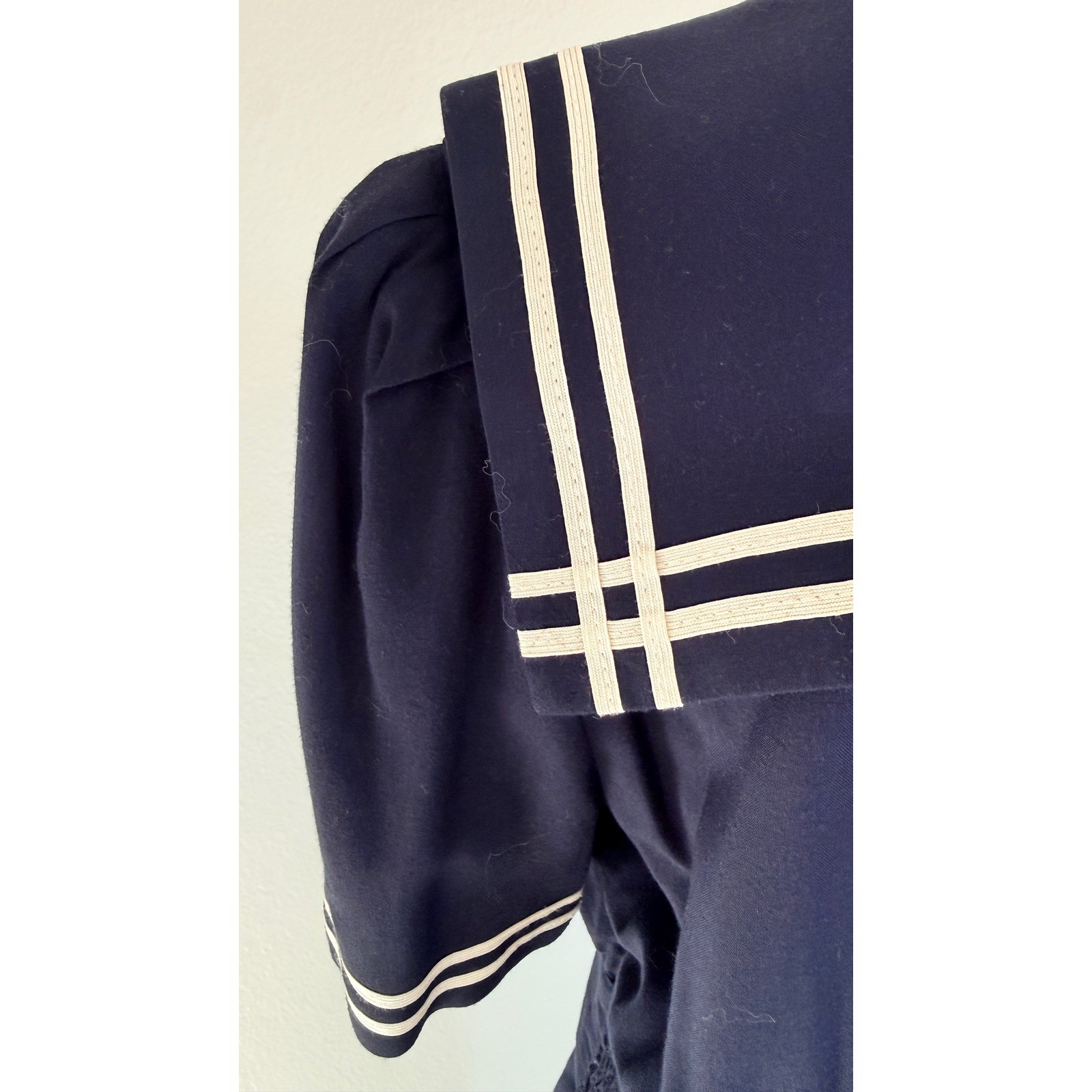Navy Blue Sailor VTG Dress Crest Buttons 8P Nautical Rockabilly 80s does 40s