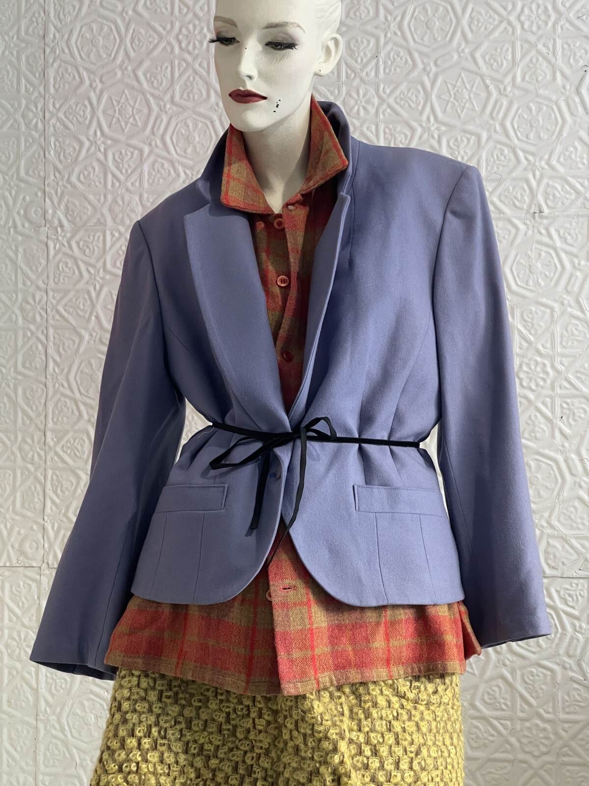 Vintage 1980s-1970s Pendleton Blazer-Lavender-Grey-Wool-Classic-Jacket-medium