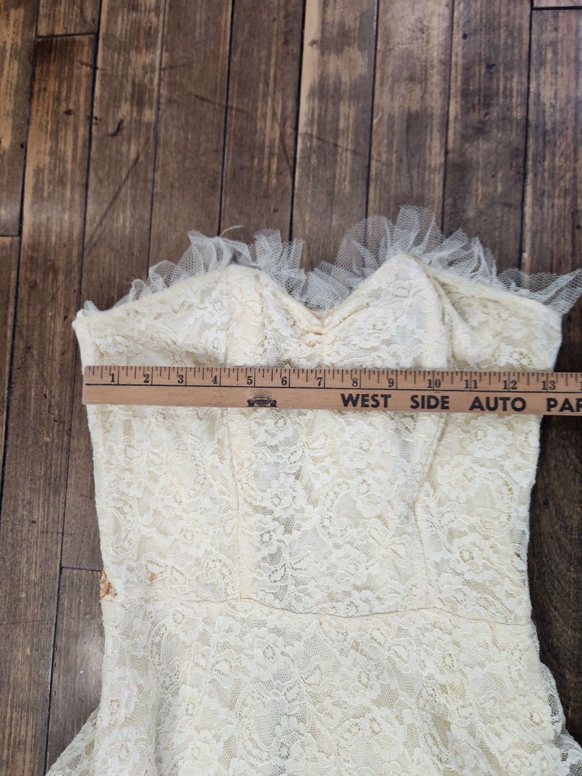 Vintage 1950’s Yellow Lace Tulle Party Prom Wedding Dress Gown Size 4 Small