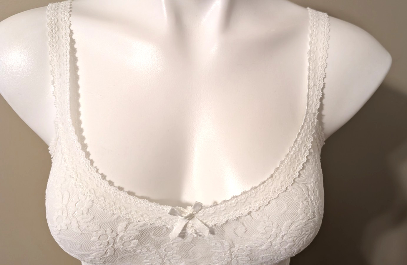 Vintage BESTFORM 1457 Full-Slip/Slip Dress Lingerie Stretch Lacy Top White Sz 34
