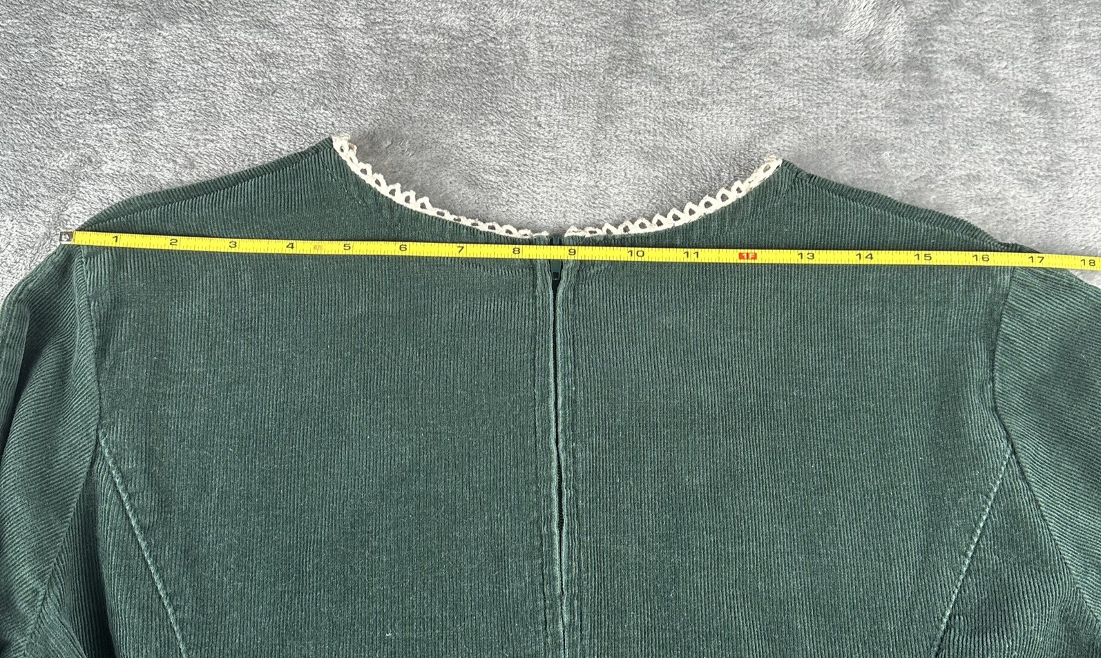 Vintage Corduroy Green Midi 10P Dress Renaissance Festival Prairie Boho Cottage