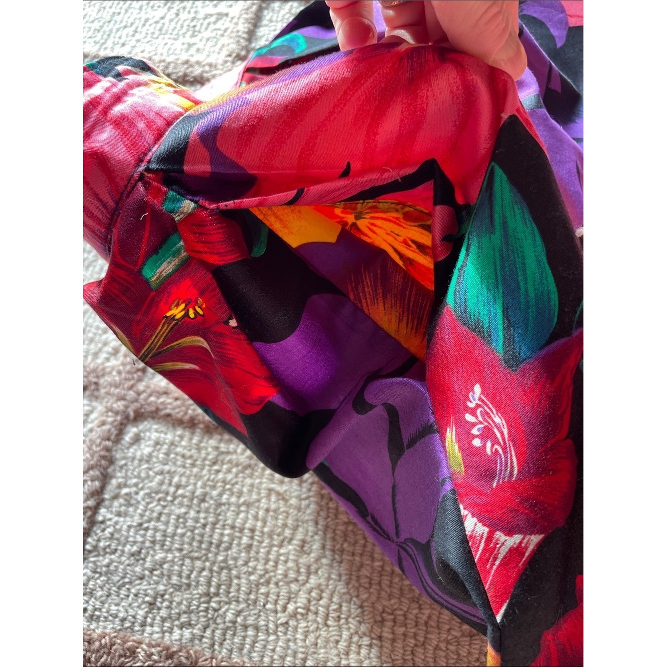 Vintage Tweedsbury Bold Floral Midi Skirt Black Multi Side Pockets Size 8