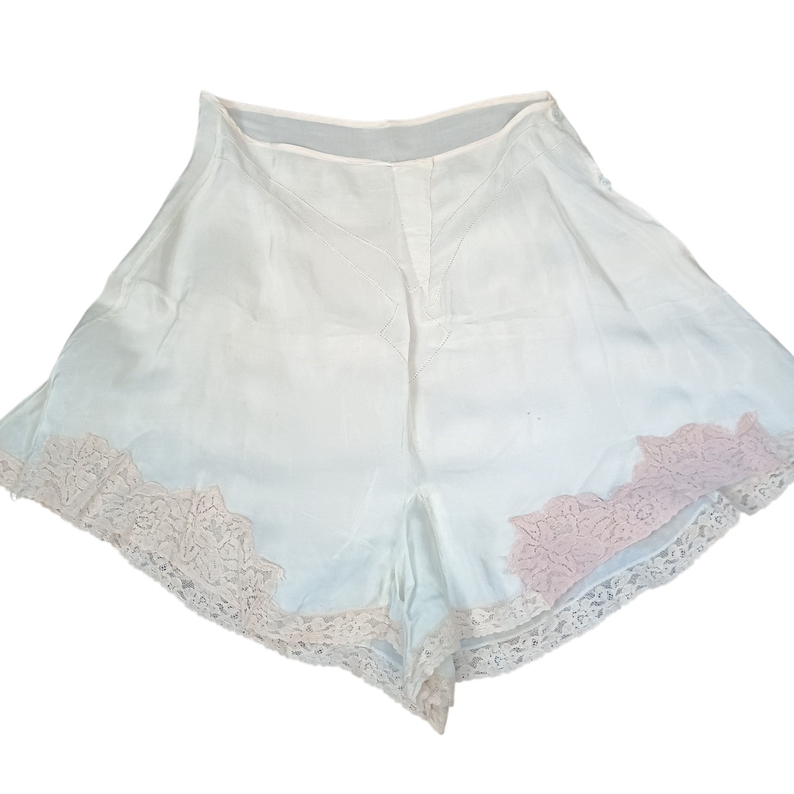 Vintage 20’s/30s Blue Silk & Lace Tap Pants Lingerie Blue XS