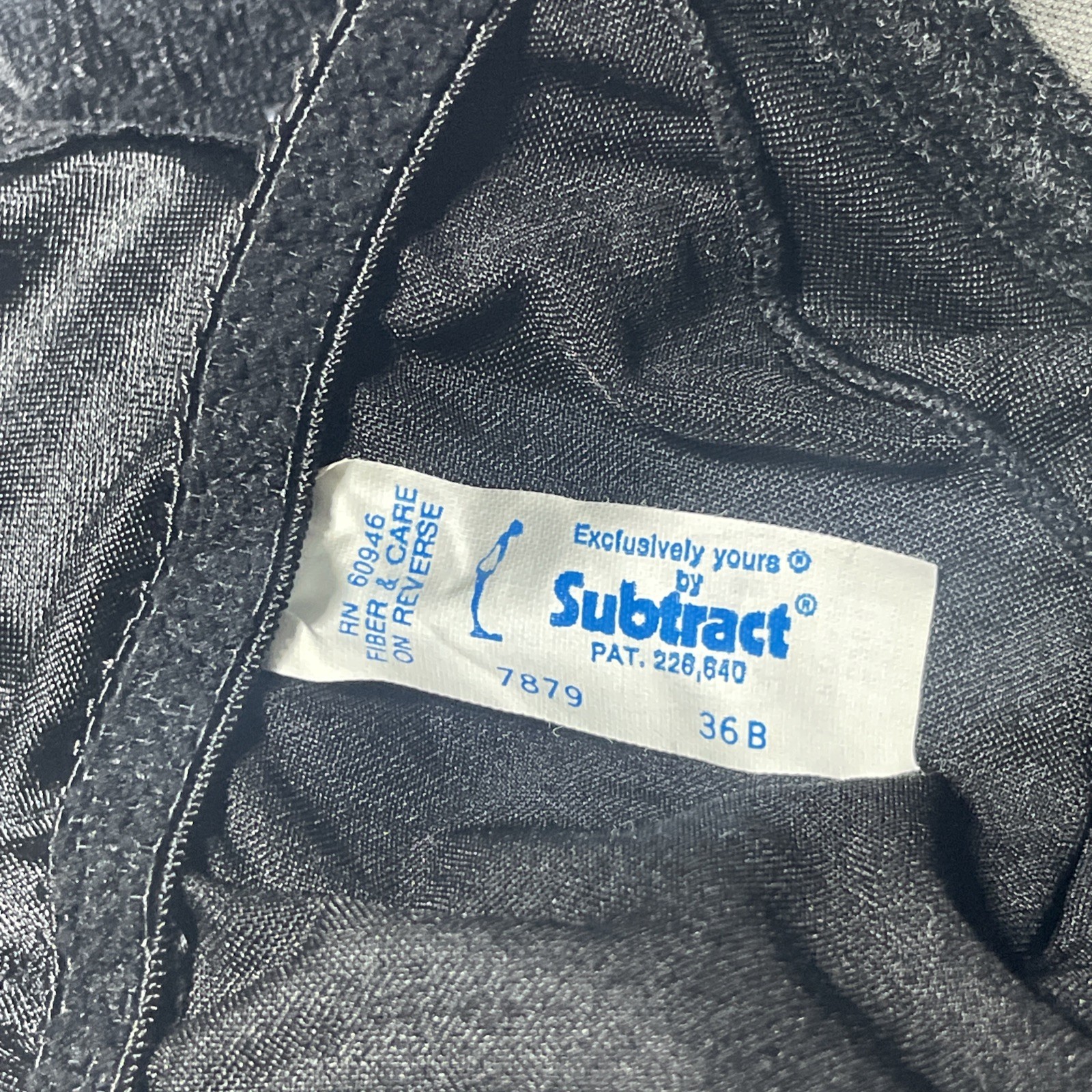 Vtg Subtract Black Push-Up Shapewear Body Suit Sz 36B Union Label 7879 Nylon