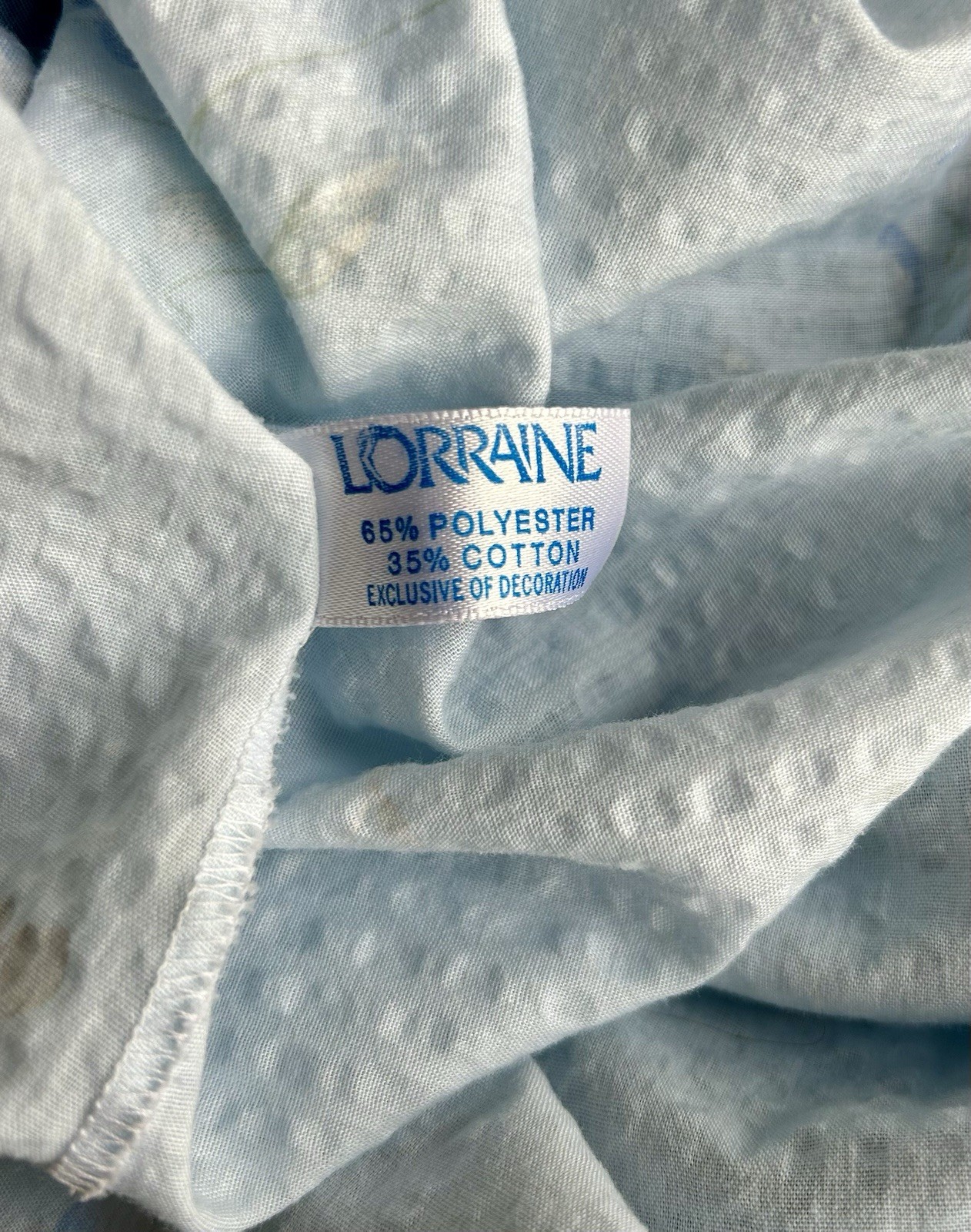 Vintage Lorraine Blue Floral Robe Size M House Dress Nightgown Snap Closure USA