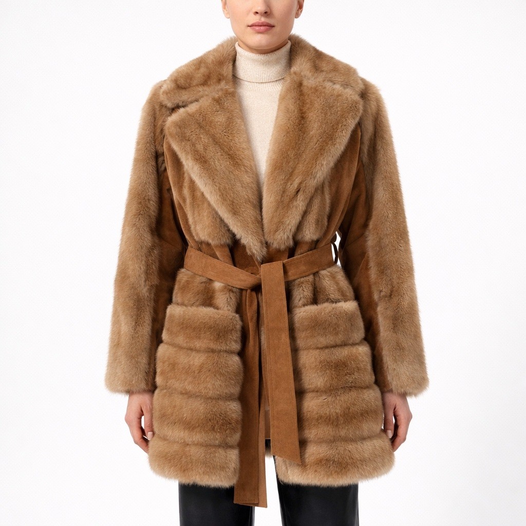 Vintage London Leathers by Lilli Ann Suede & Faux Fur Belted Jacket – Size Small