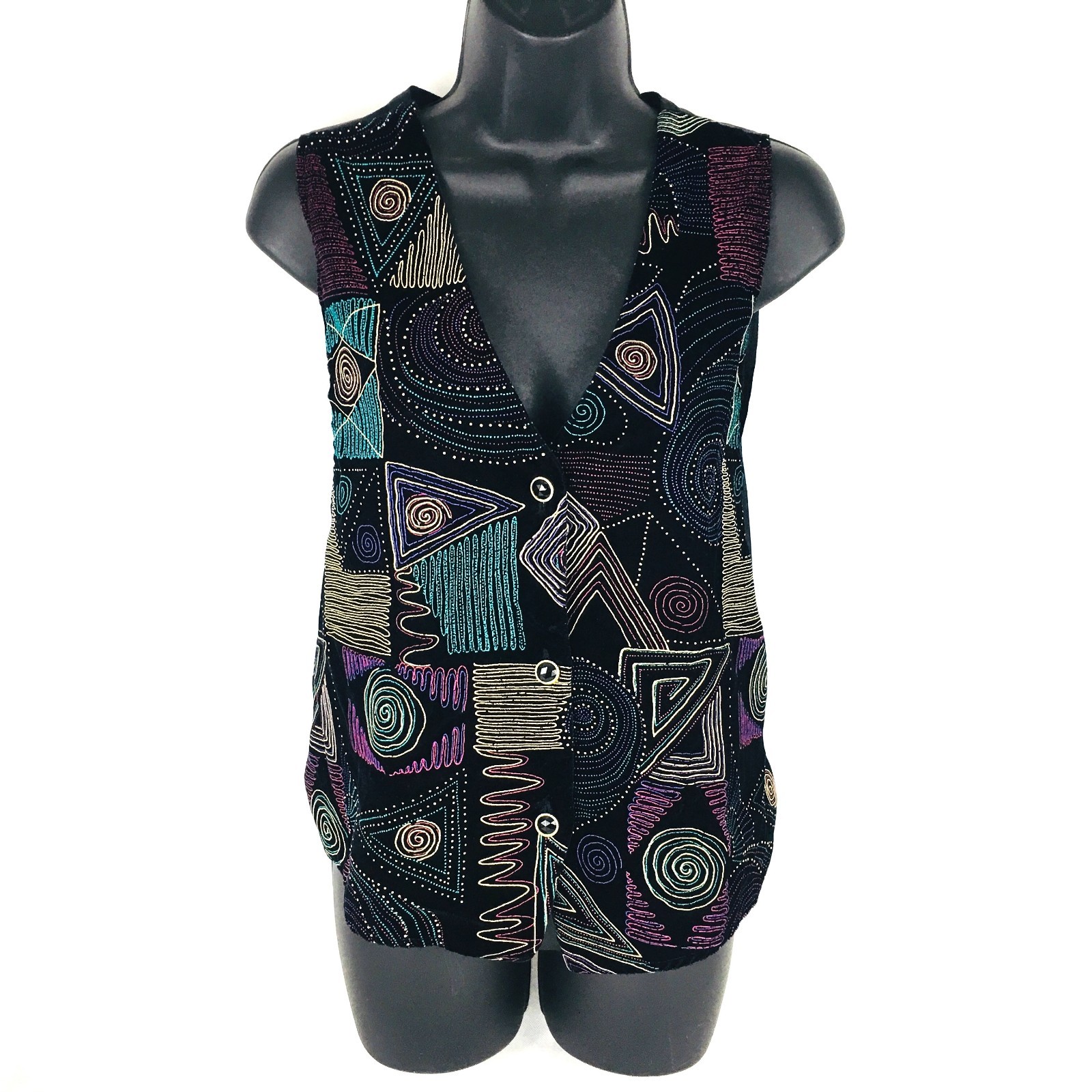 Womens Vintage Jeri Marque by C’mon Sportswear Multi-Colored Vest Size Large