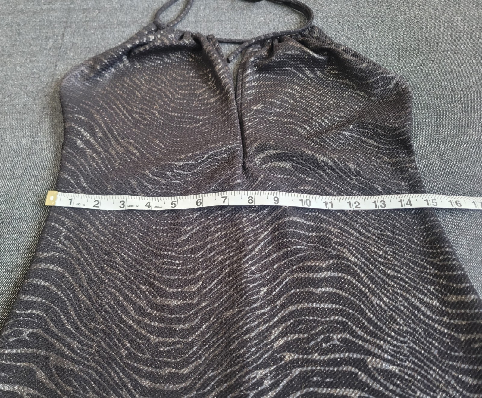 Vintage 90s Y2K Halter Dress Black Zebra Glitter Mini Club Size Large
