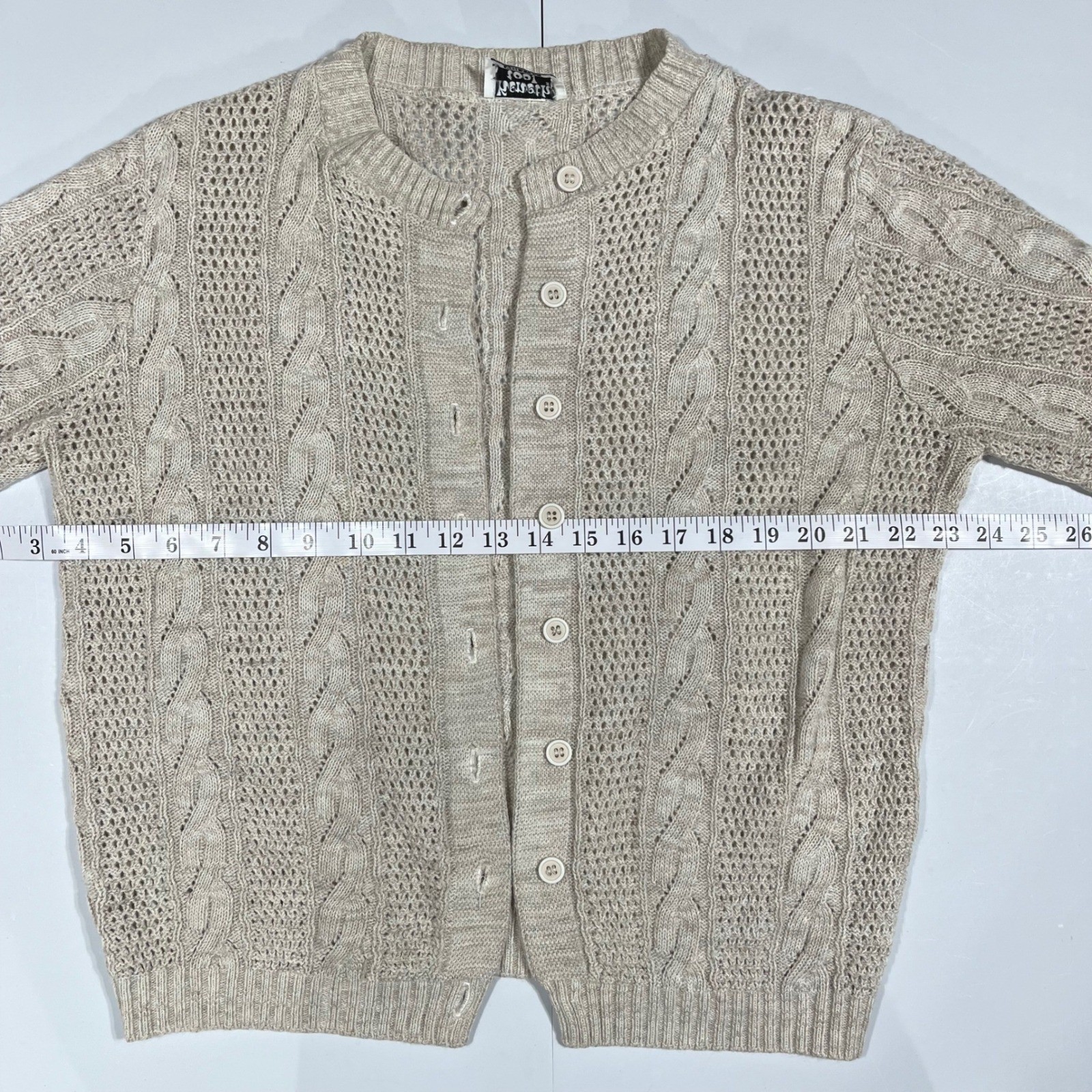 Vintage Kenneth Too Old Money Cable Knit Pointelle Cardigan Sweater Womens Large