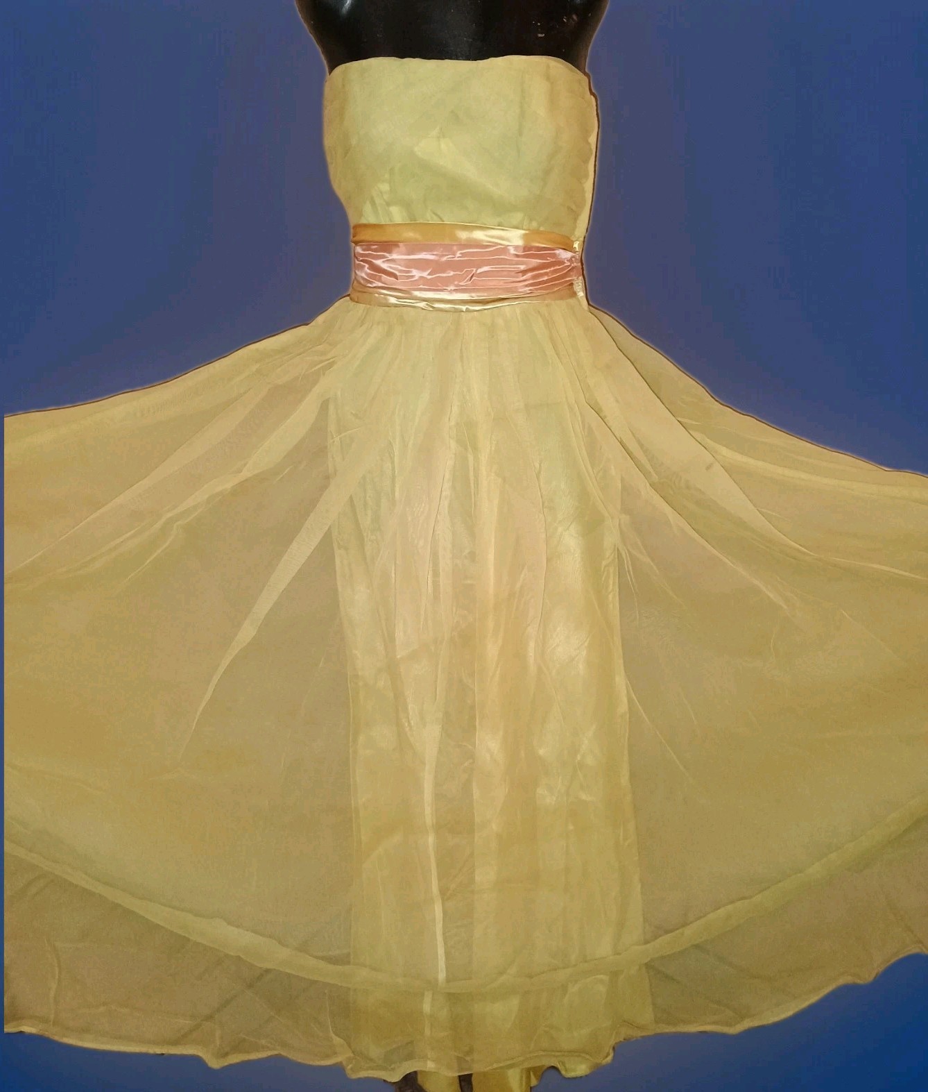 Vintage Strapless Prom Pinup Rockabilly Fred Perlberg Dress Chartreuse Sz S