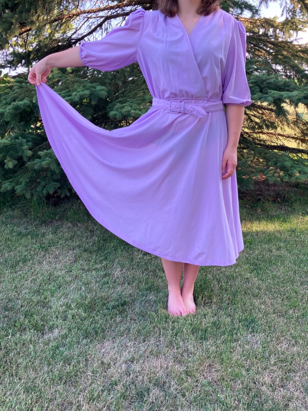 Vintage Lorac Original Purple Dress with Belt