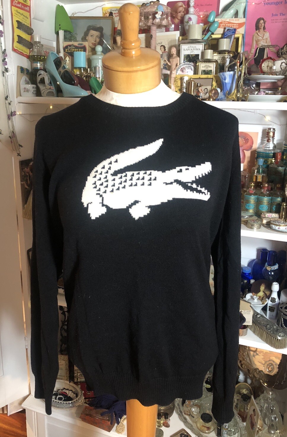 Vintage Lacoste Ladies Sweater Made In France Sz44. Black N White