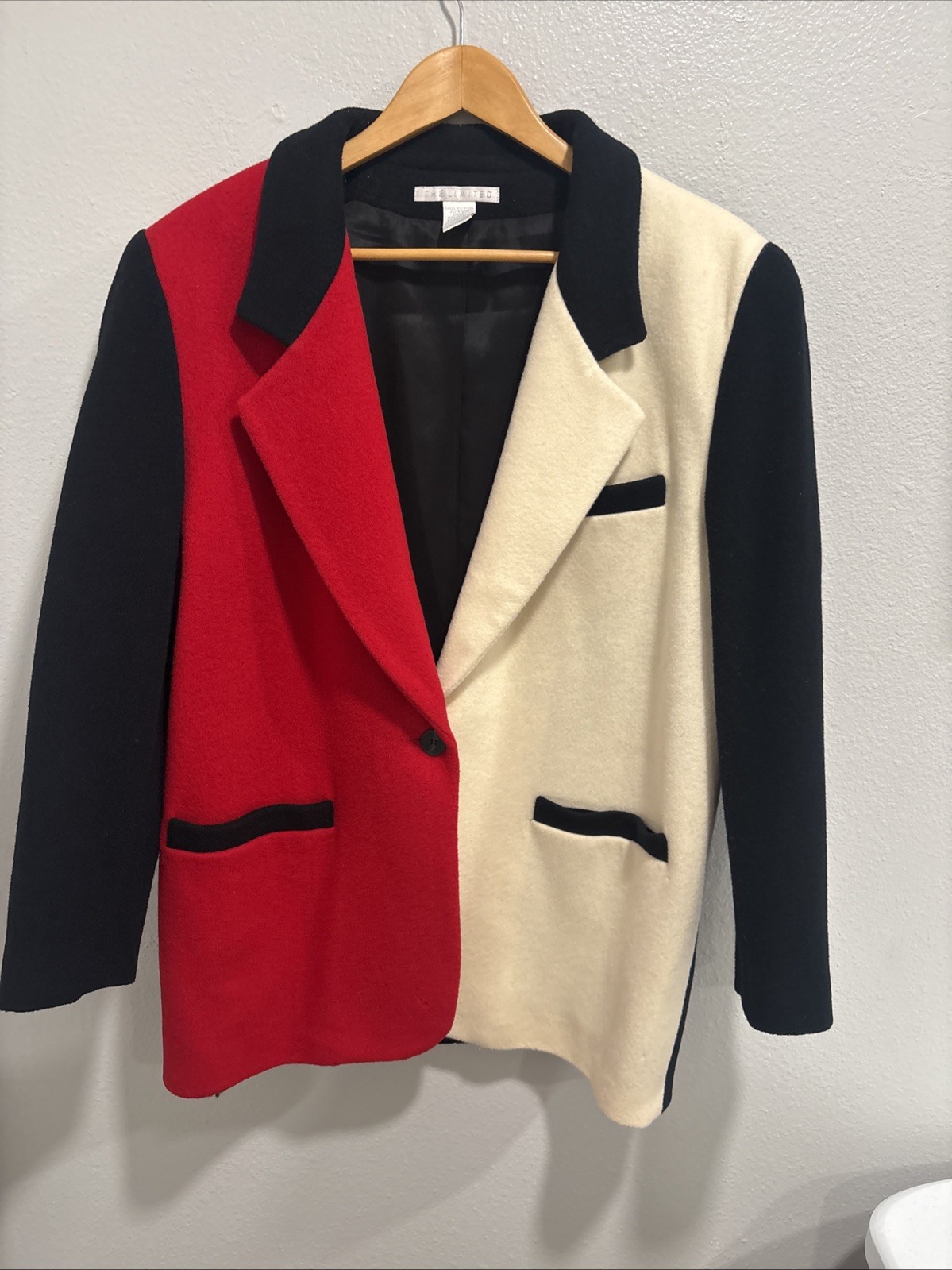 VTG The Limited Color Block Coat Wool Blend Statement Jacket 1980’s Fashion Sz L