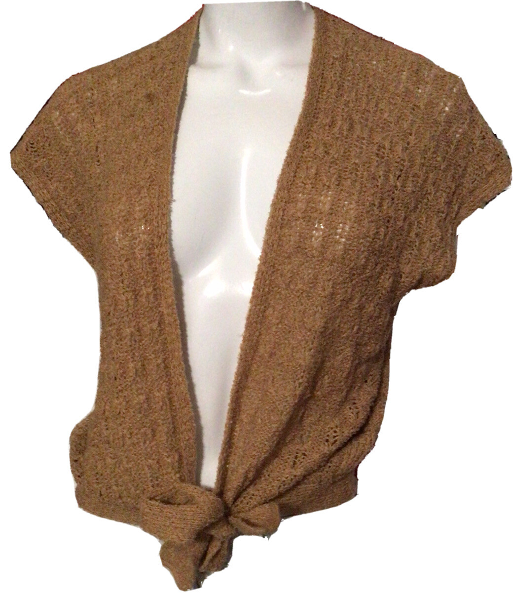 VTG 60’s 70’s Open Front Tie Cardigan Sweater Made In Japan
