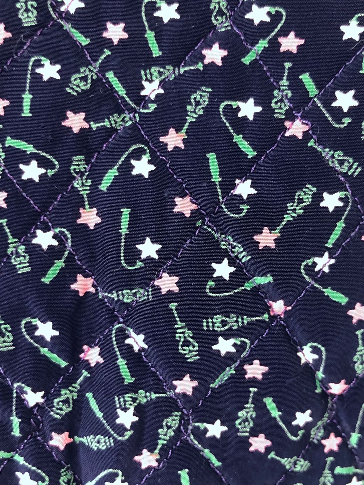 VTG 50s RAYON? QUILTED FULL CIRCLE DAY DRESS BLUE PINK GREEN NOVELTY STARS EUC