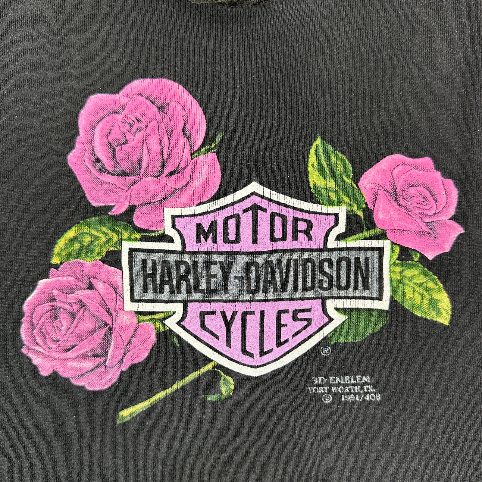 Vtg Harley Davidson 3D Emblem Tank Top Womens XL Black Rose Lace Biker 90s USA
