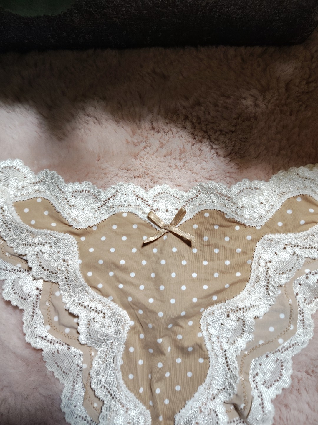 Vintage Victorias Secret Rushed Back Polkadot Cheekini OS Production 2013